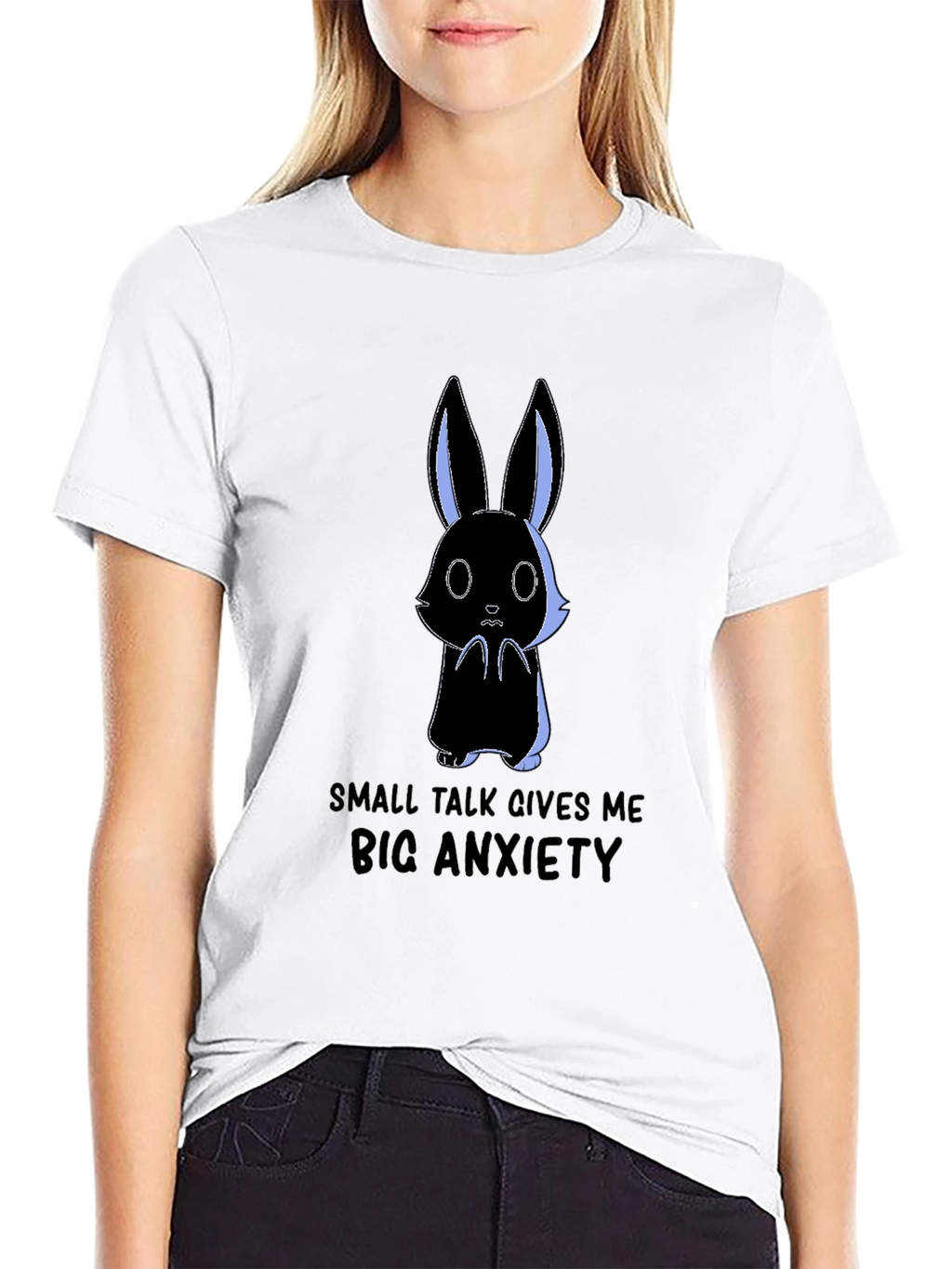 Anxiety Rabbit Graphic Tee - Soft Cotton Comfort