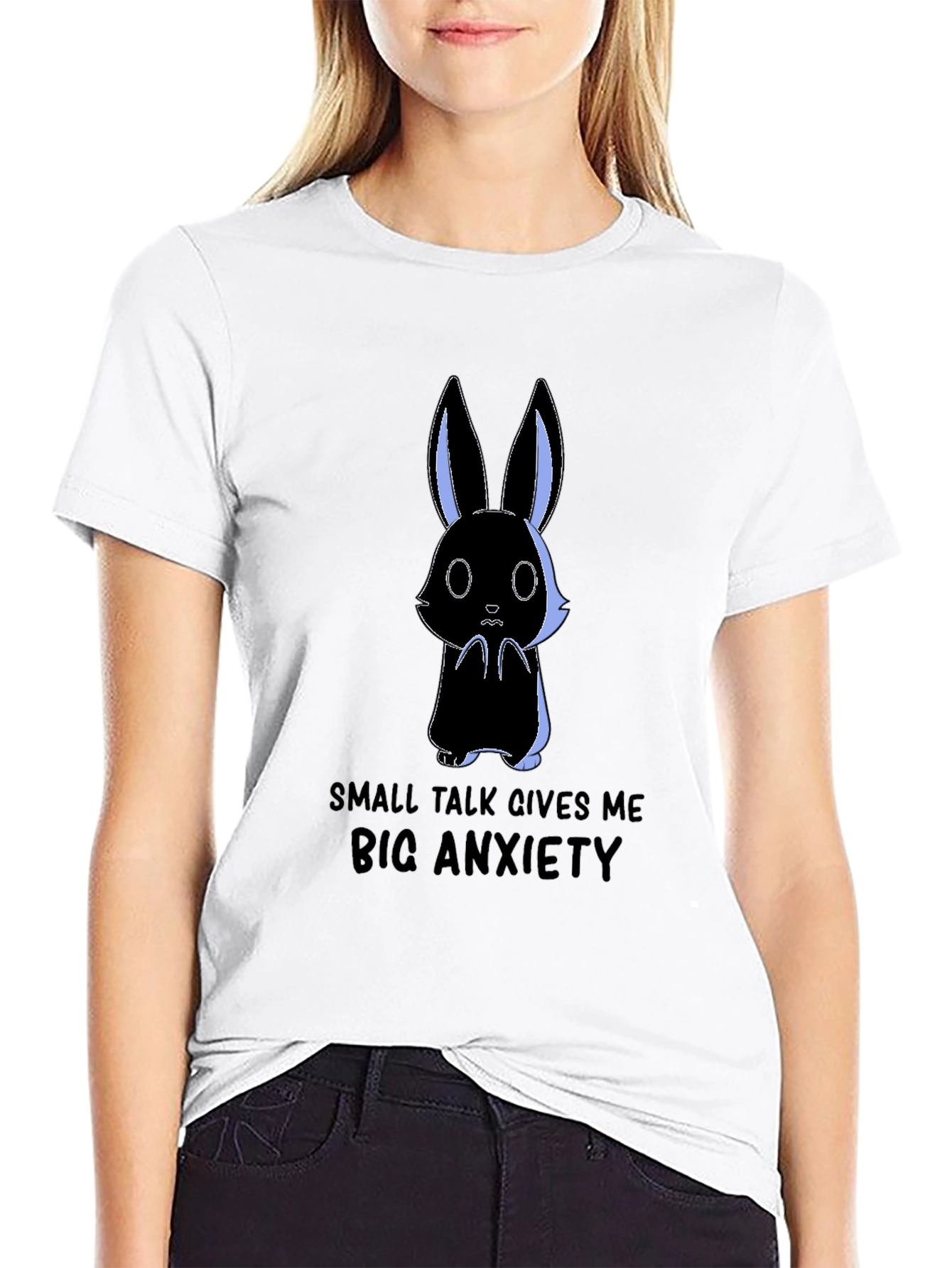 Anxiety Rabbit Graphic Tee - Soft Cotton Comfort