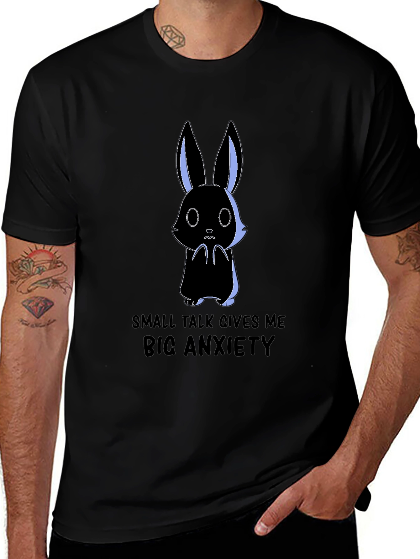 Anxiety Rabbit Graphic Tee - Soft Cotton Comfort