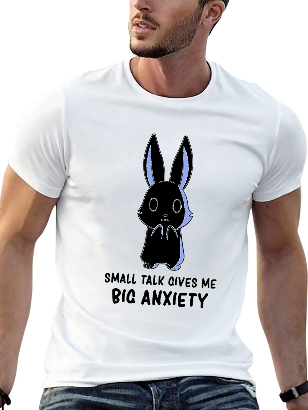 Anxiety Rabbit Graphic Tee - Soft Cotton Comfort