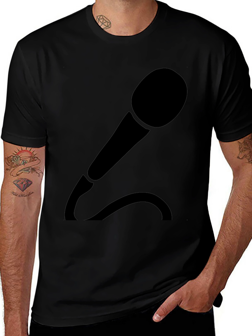 Microphone Graphic T-Shirt - Black