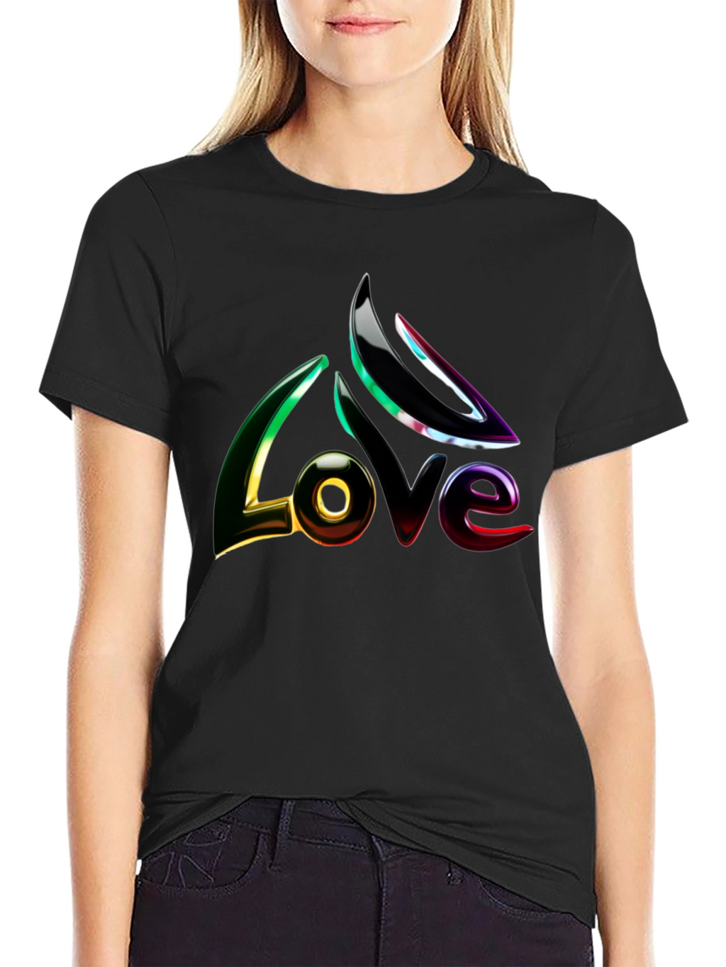 Mens Black LOVE Graphic Tee