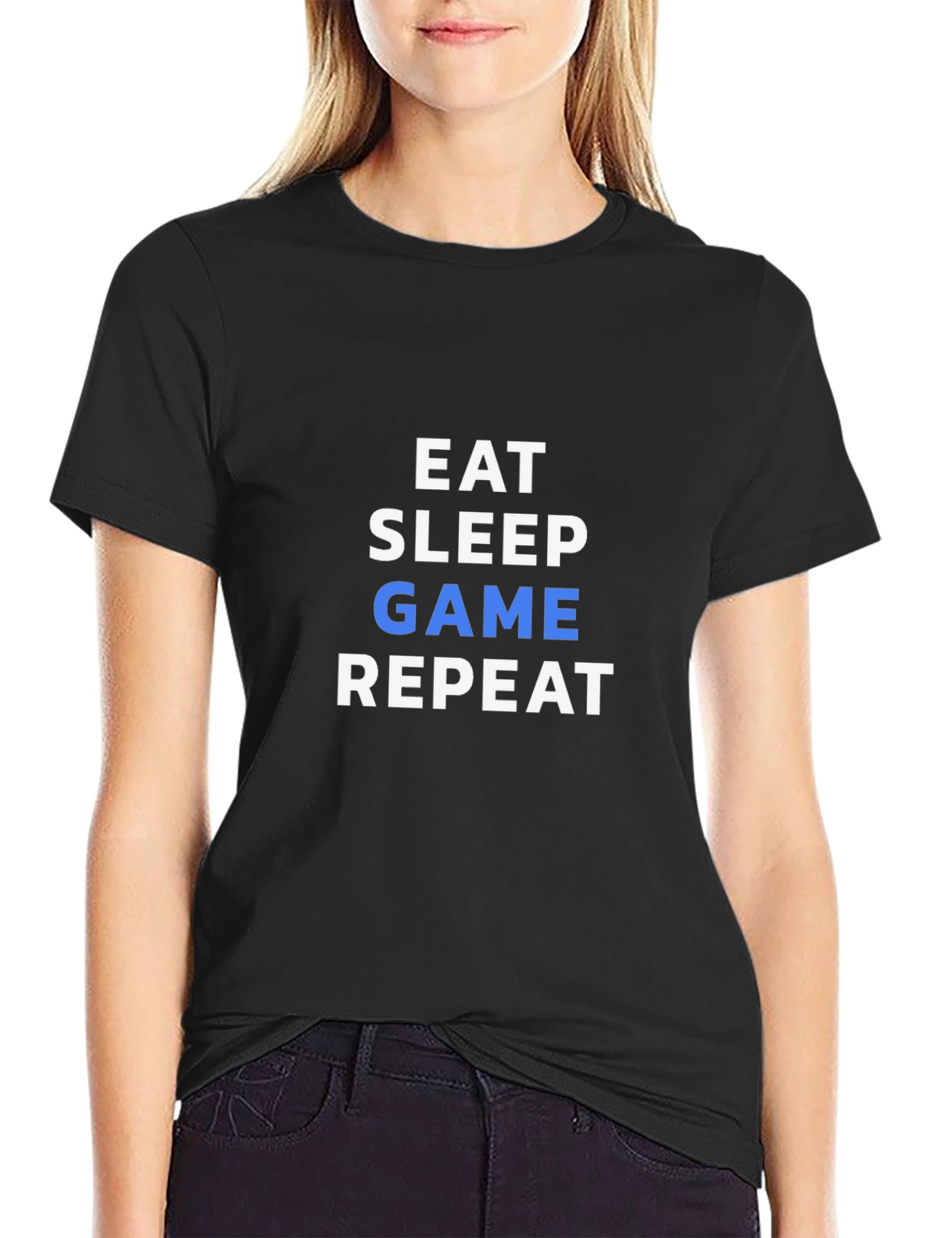Eat Sleep Game Repeat Black T-Shirt