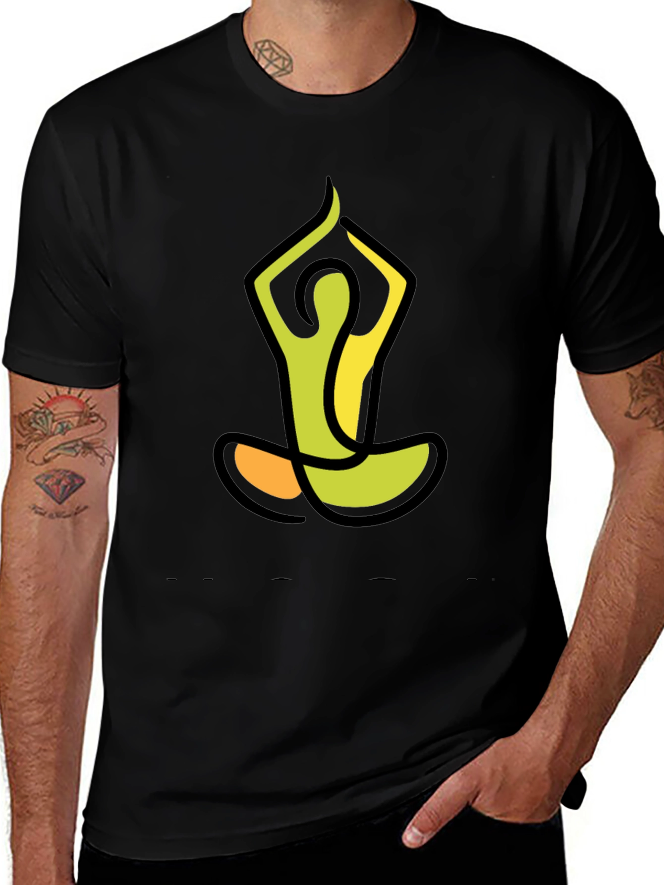 Yoga Pose Graphic Tee - Mens Black T-Shirt