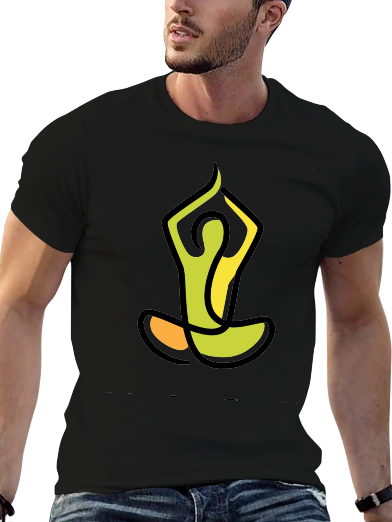 Yoga Pose Graphic Tee - Mens Black T-Shirt