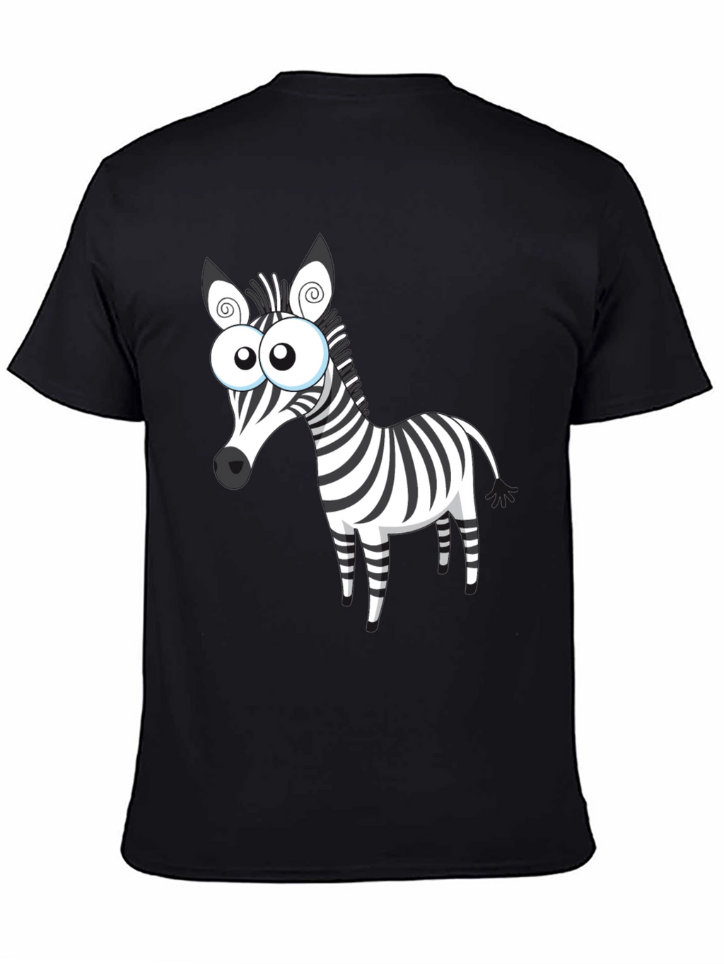 Cartoon Zebra Graphic Black T-Shirt