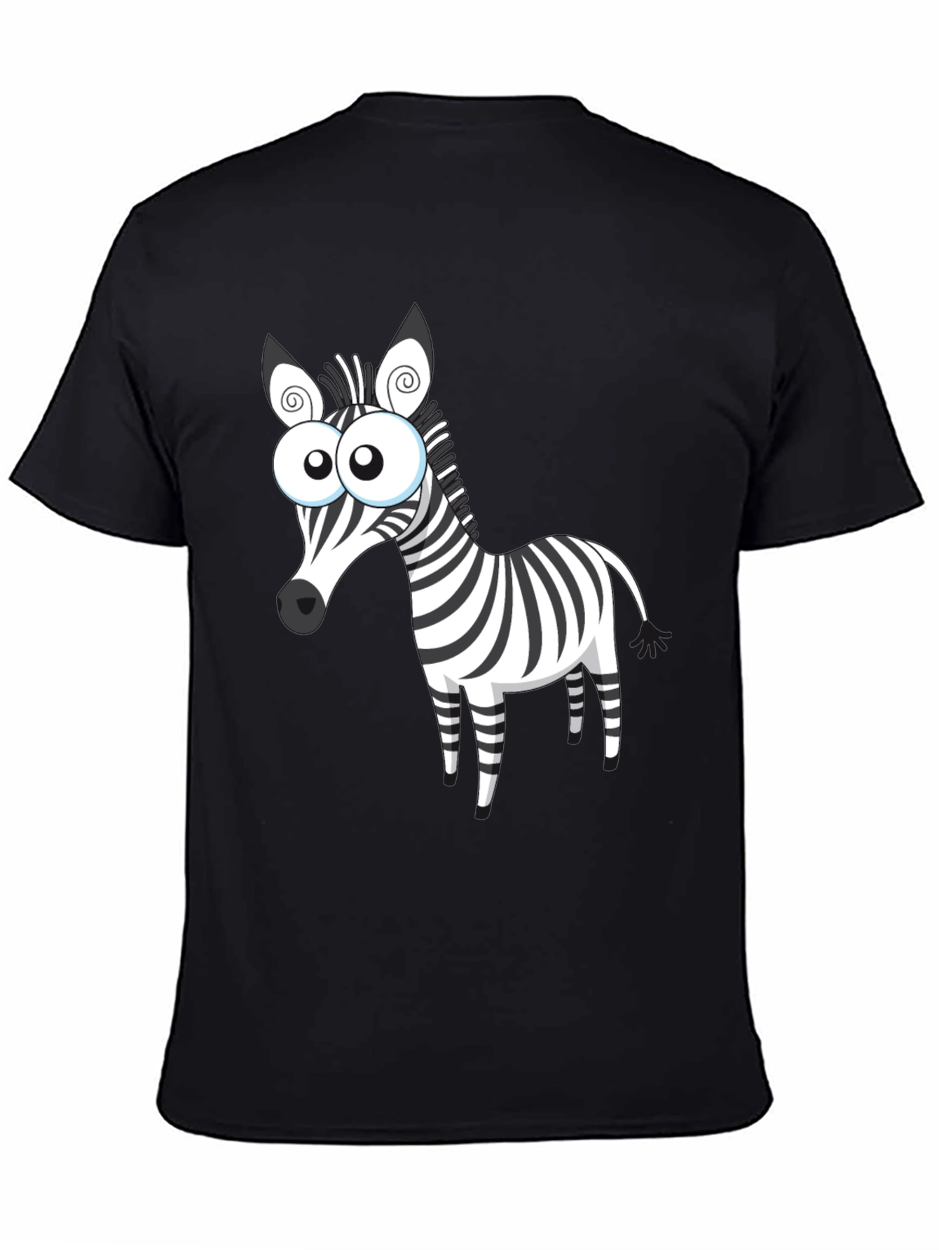 Cartoon Zebra Graphic Black T-Shirt