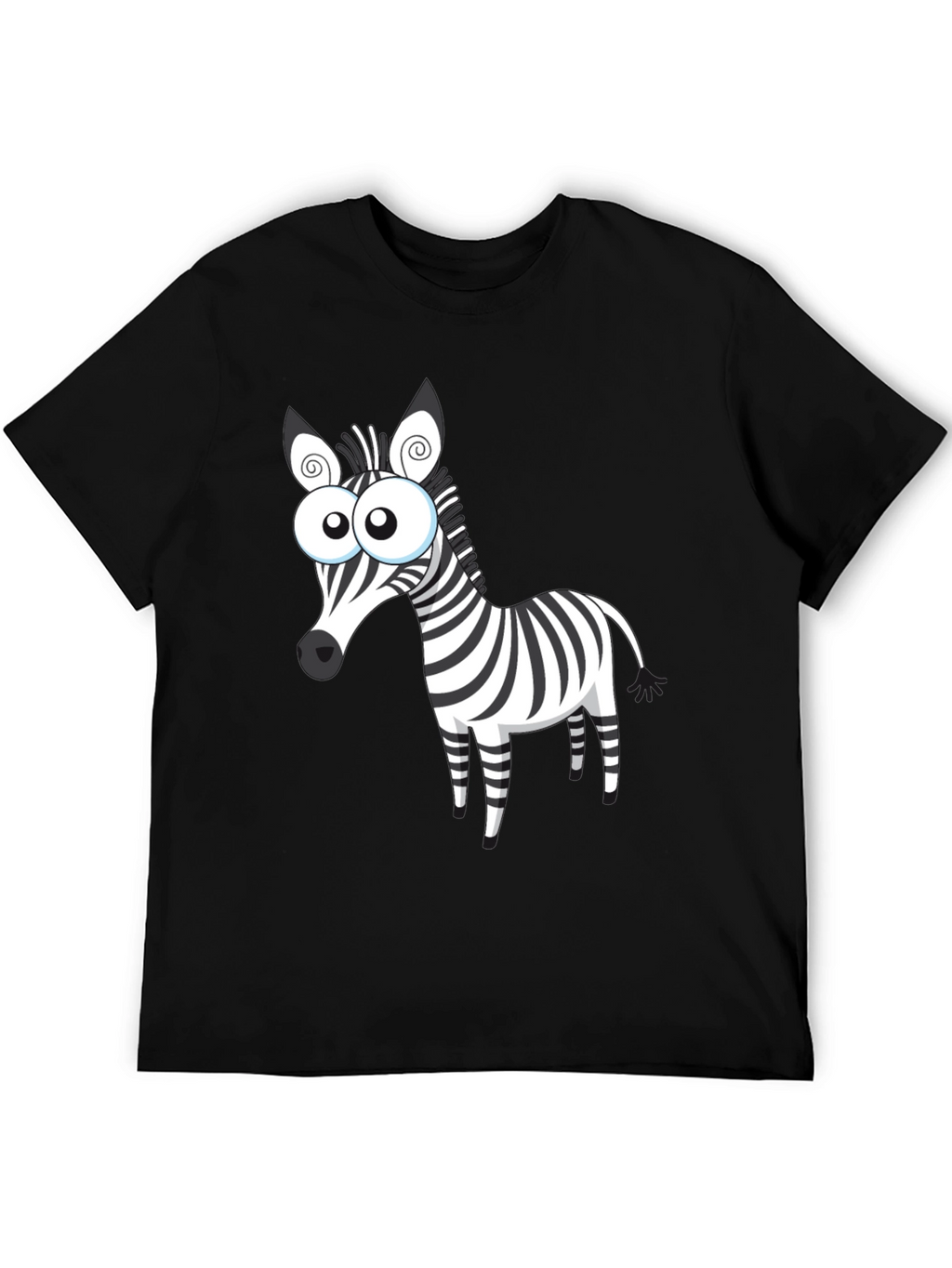 Cartoon Zebra Graphic Black T-Shirt