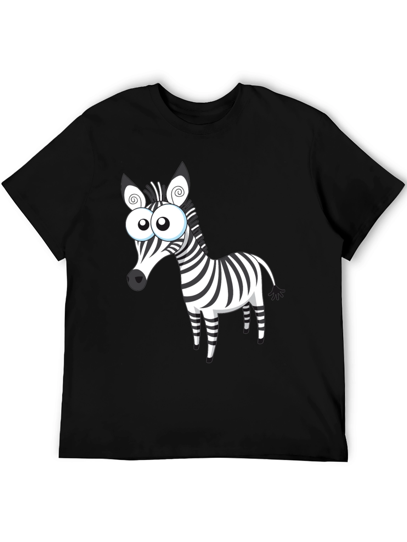 Cartoon Zebra Graphic Black T-Shirt