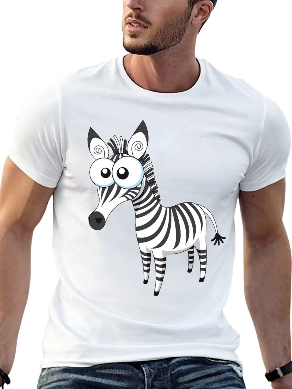 Cartoon Zebra Graphic Black T-Shirt