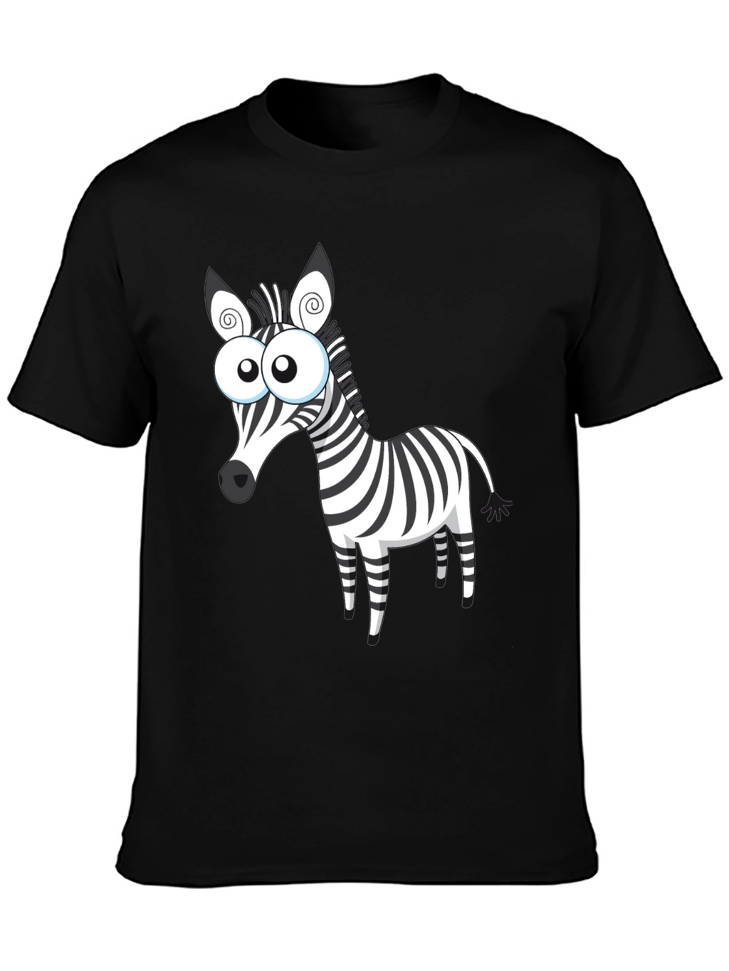 Cartoon Zebra Graphic Black T-Shirt
