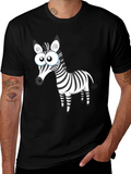 Cartoon Zebra Graphic Black T-Shirt