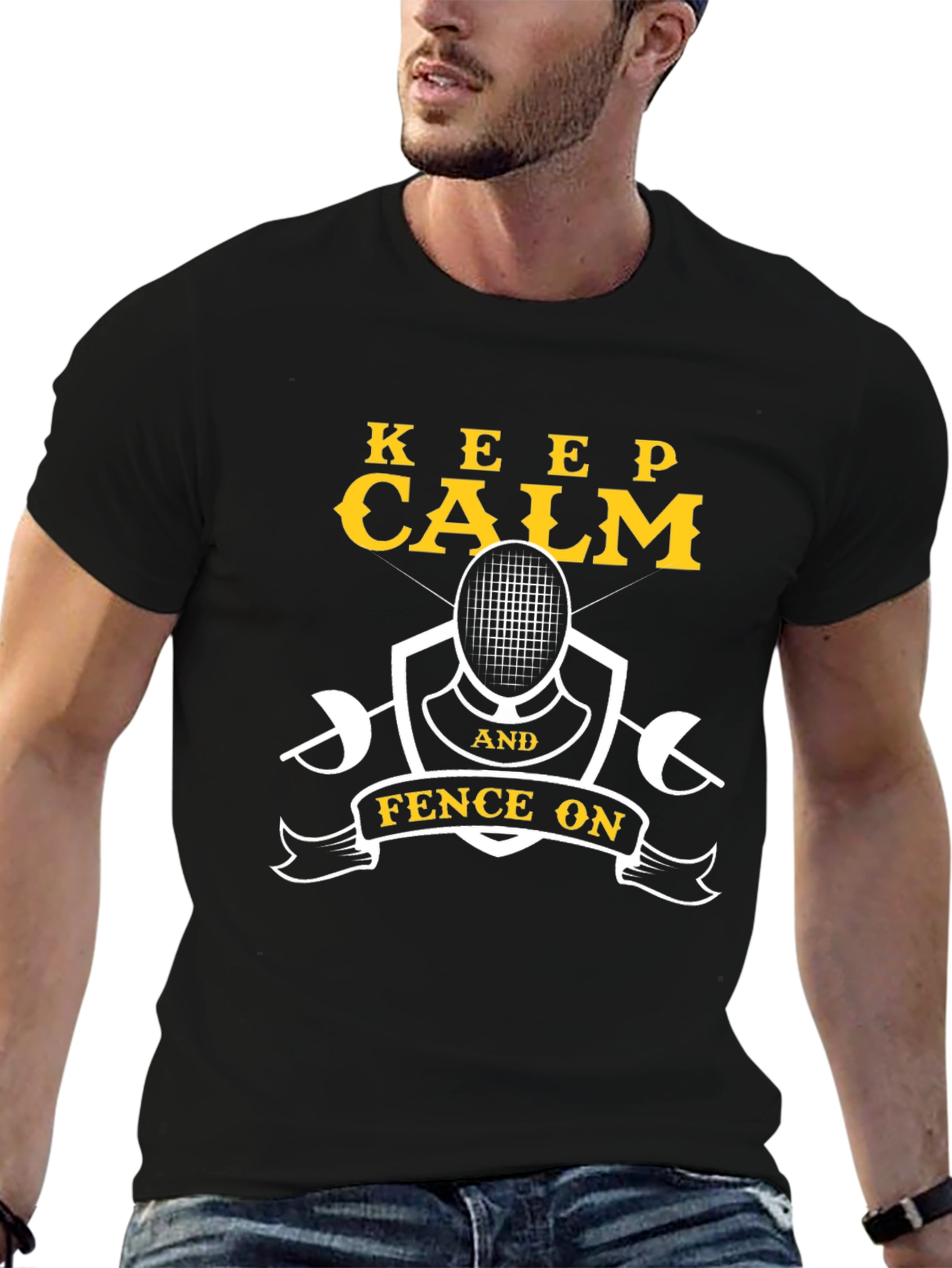 Keep Calm & Fence On Black T-Shirt