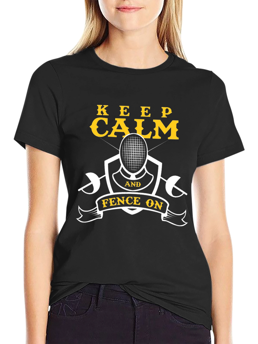 Keep Calm & Fence On Black T-Shirt