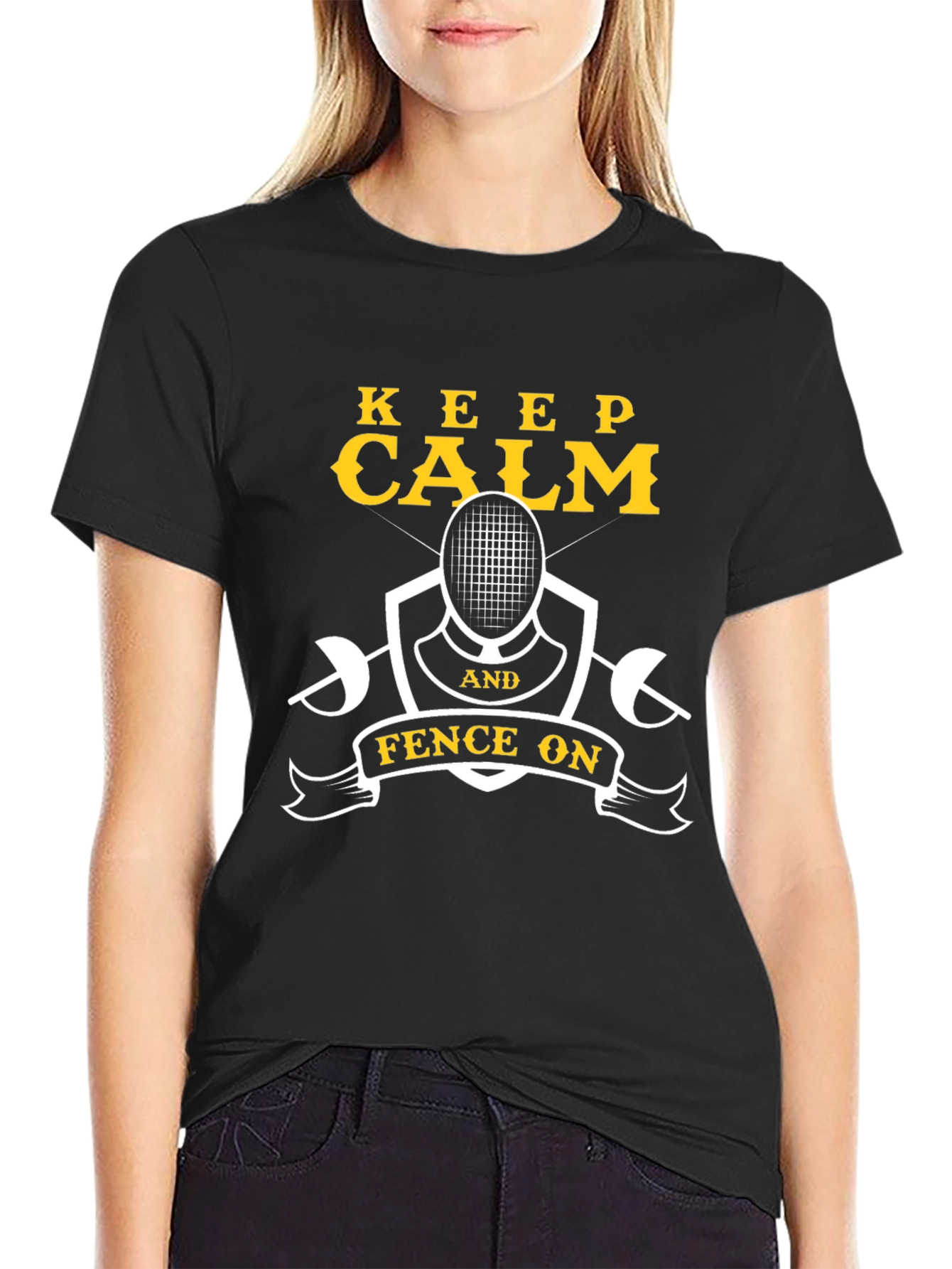 Keep Calm & Fence On Black T-Shirt