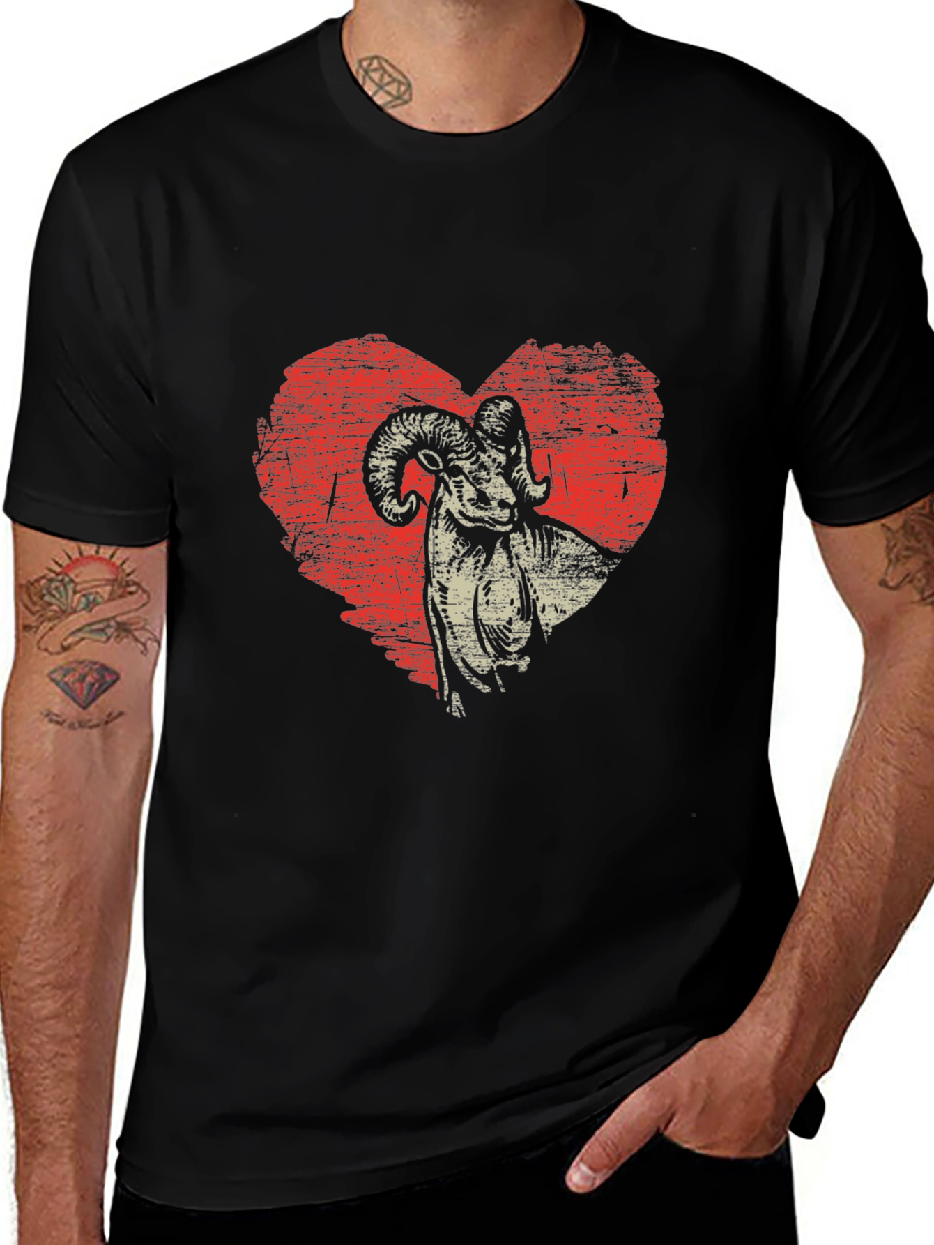 Ram Heart Graphic T-Shirt - Mens Black Tee
