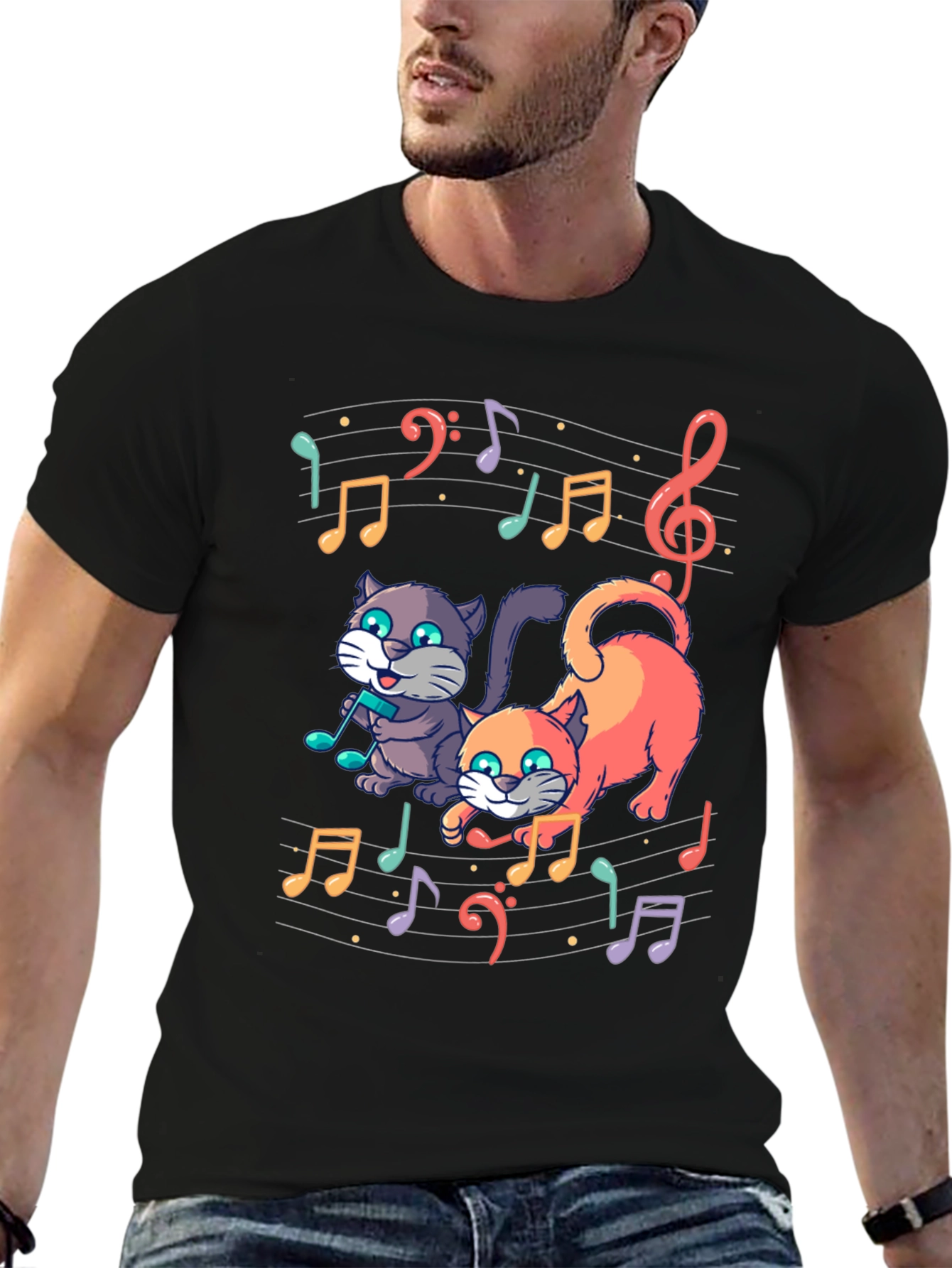 Musical Cats Graphic Tee - Unique Design