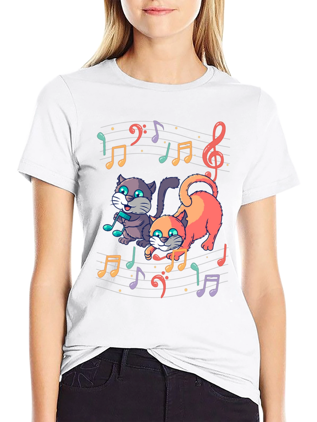 Musical Cats Graphic Tee - Unique Design
