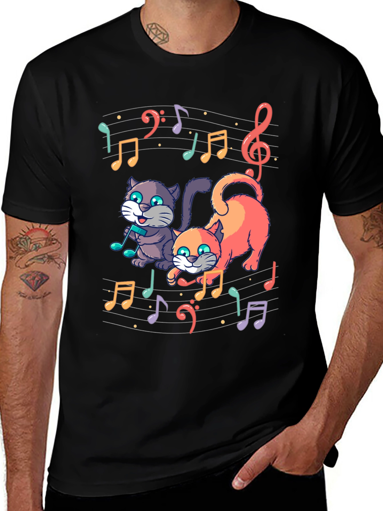 Musical Cats Graphic Tee - Unique Design