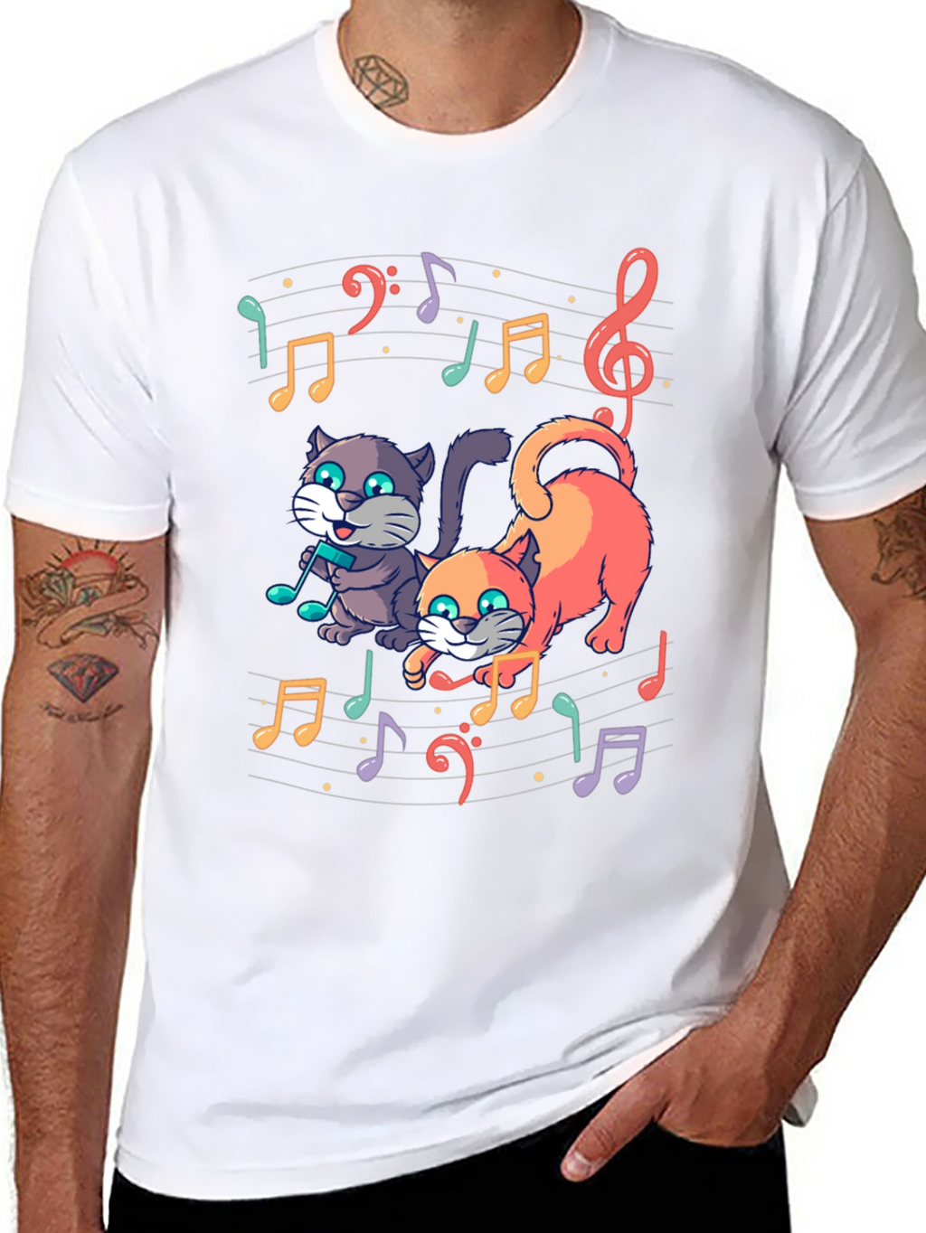 Musical Cats Graphic Tee - Unique Design