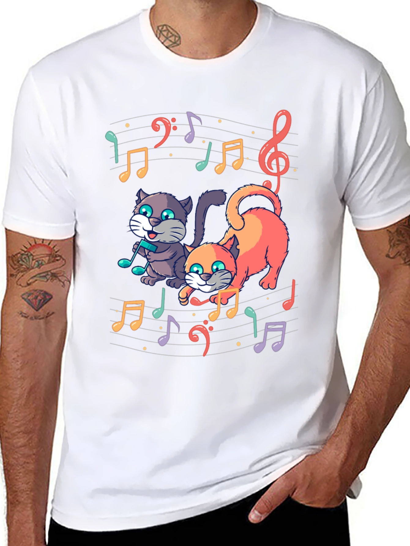 Musical Cats Graphic Tee - Unique Design