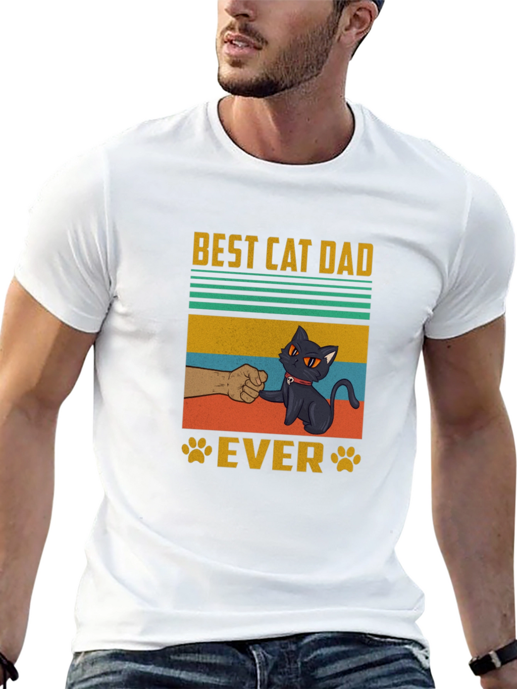 Best Cat Dad Ever T-Shirt - Cool Graphic Tee