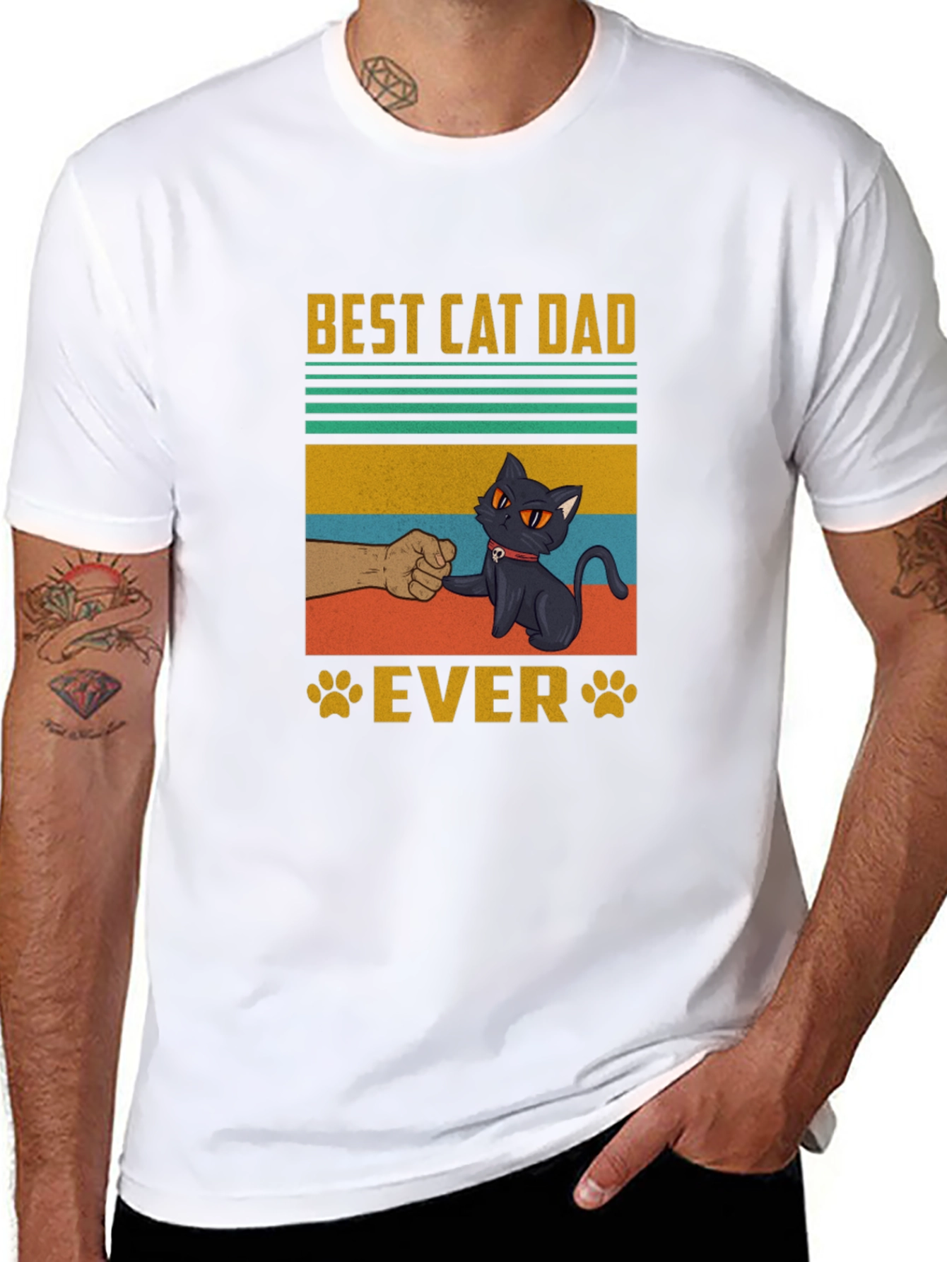 Best Cat Dad Ever T-Shirt - Cool Graphic Tee