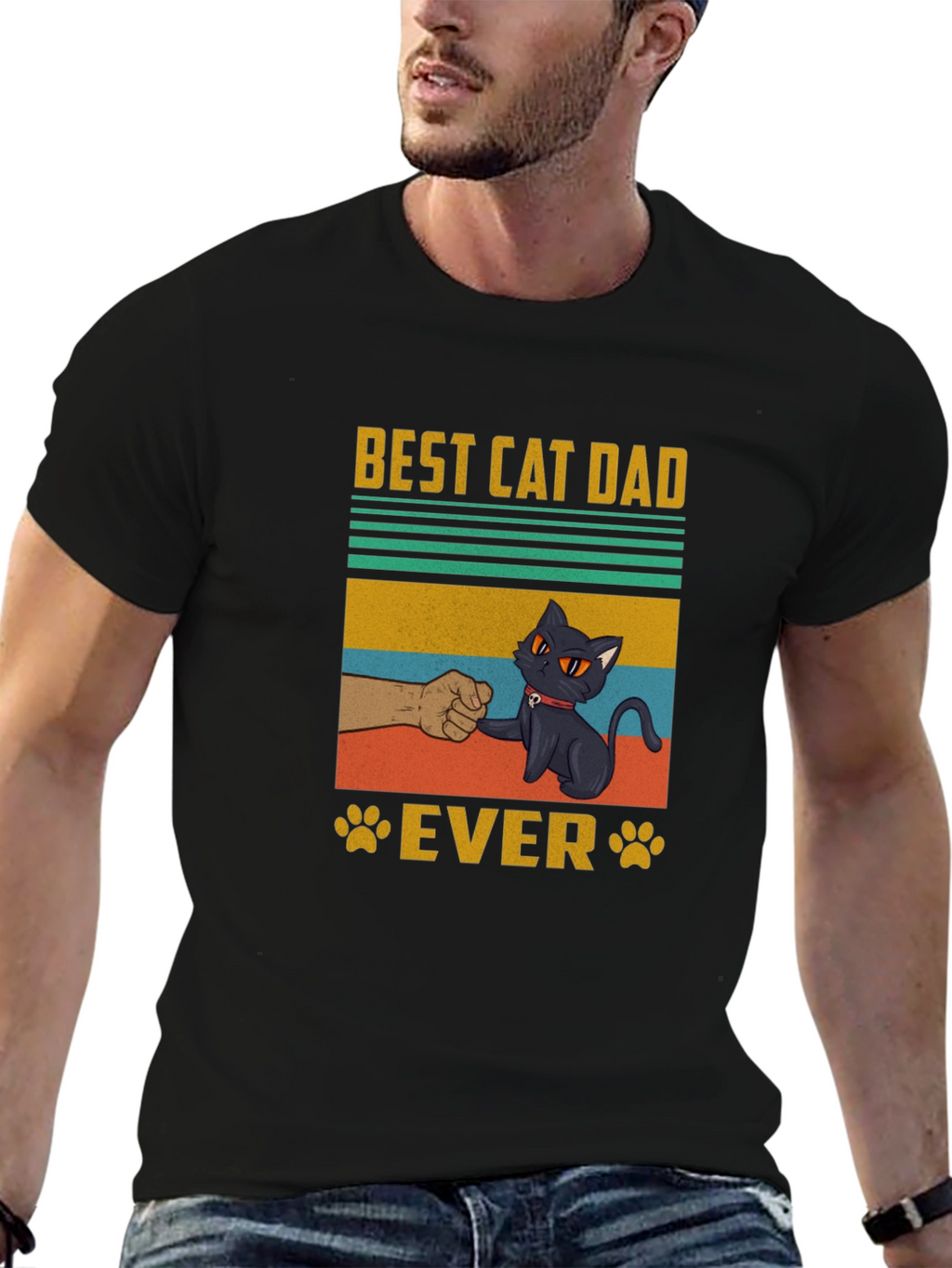 Best Cat Dad Ever T-Shirt - Cool Graphic Tee
