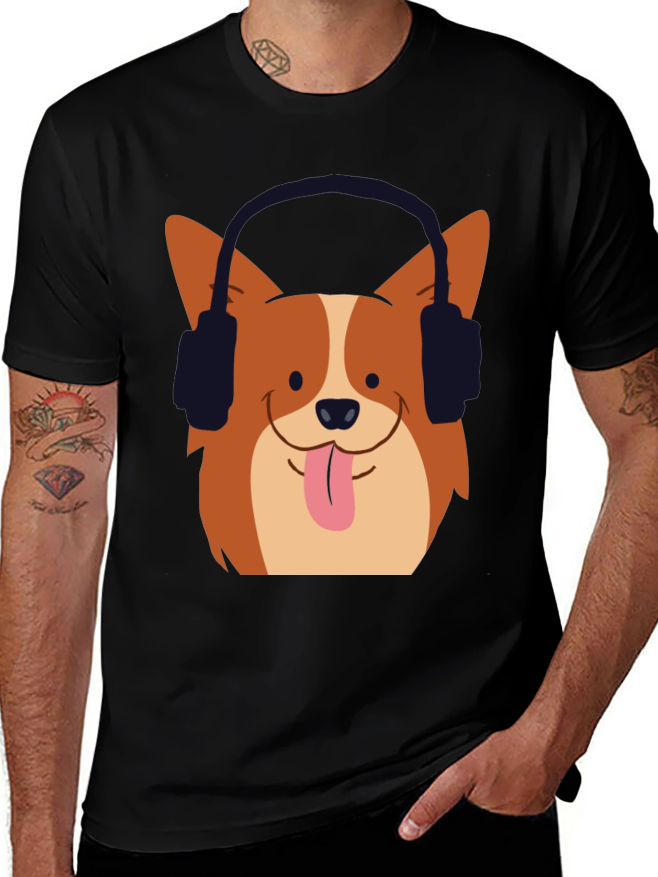 Corgi Headphones T-Shirt – Cute Music Lover Dog Graphic Tee