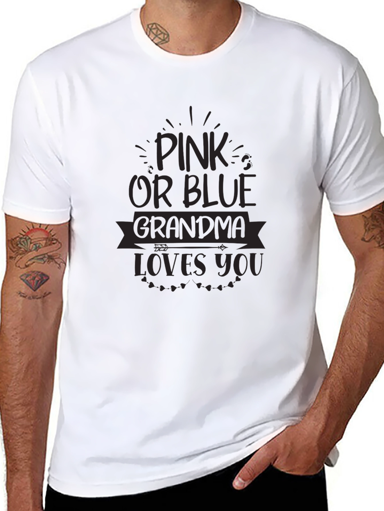 Pink or Blue Grandma Loves You Black T-Shirt