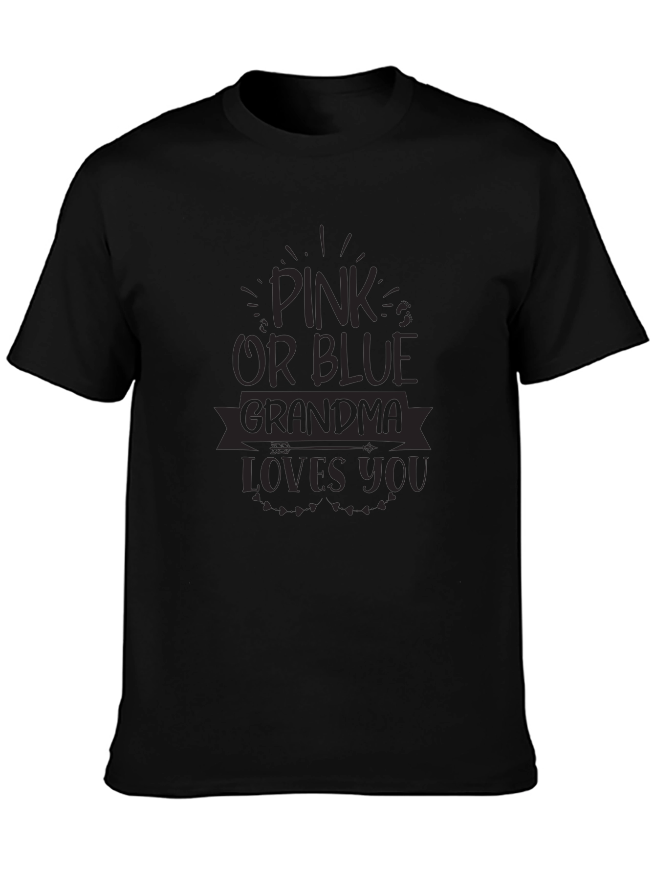 Pink or Blue Grandma Loves You Black T-Shirt