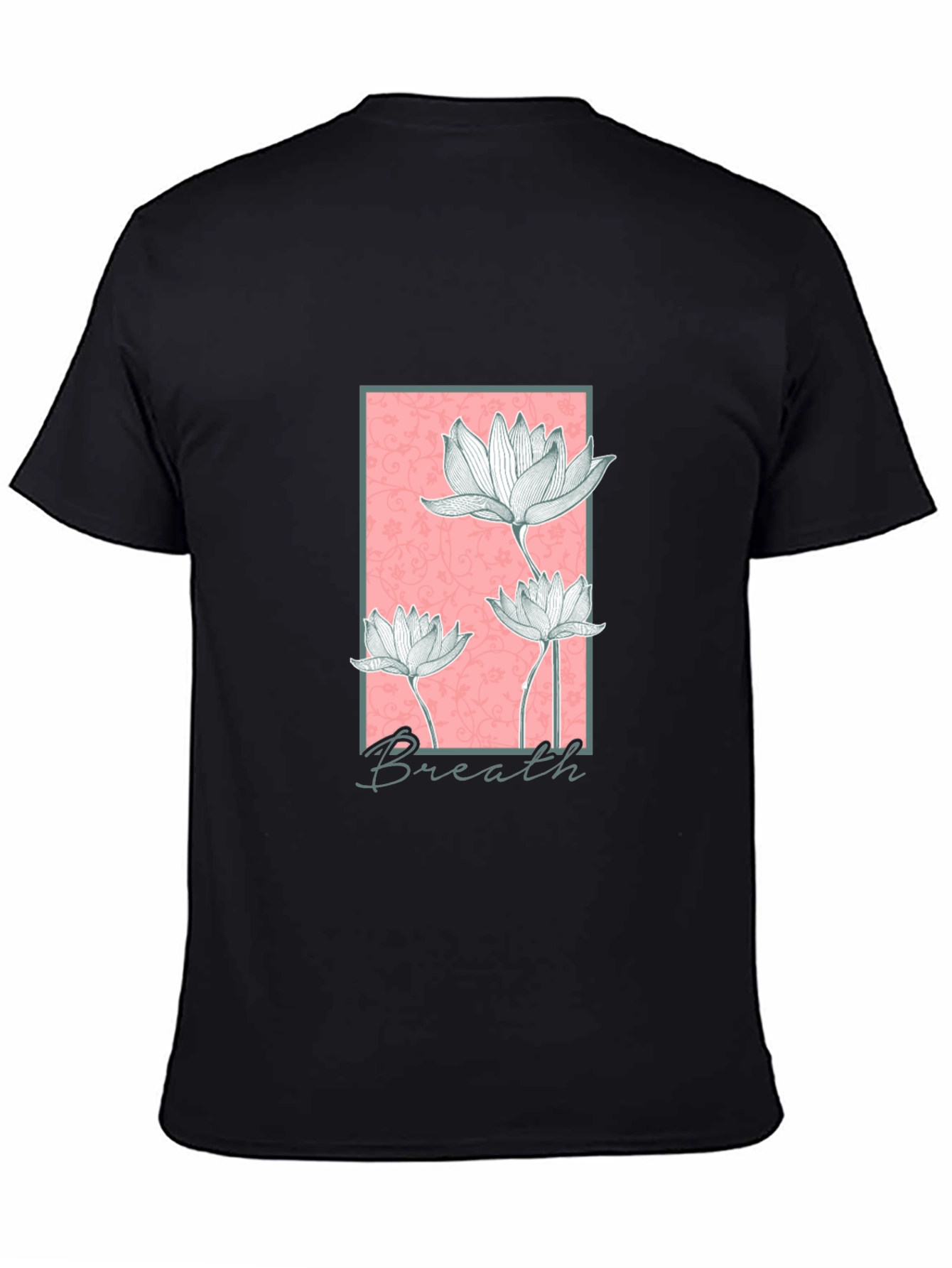 Floral Breath Graphic Black T-Shirt