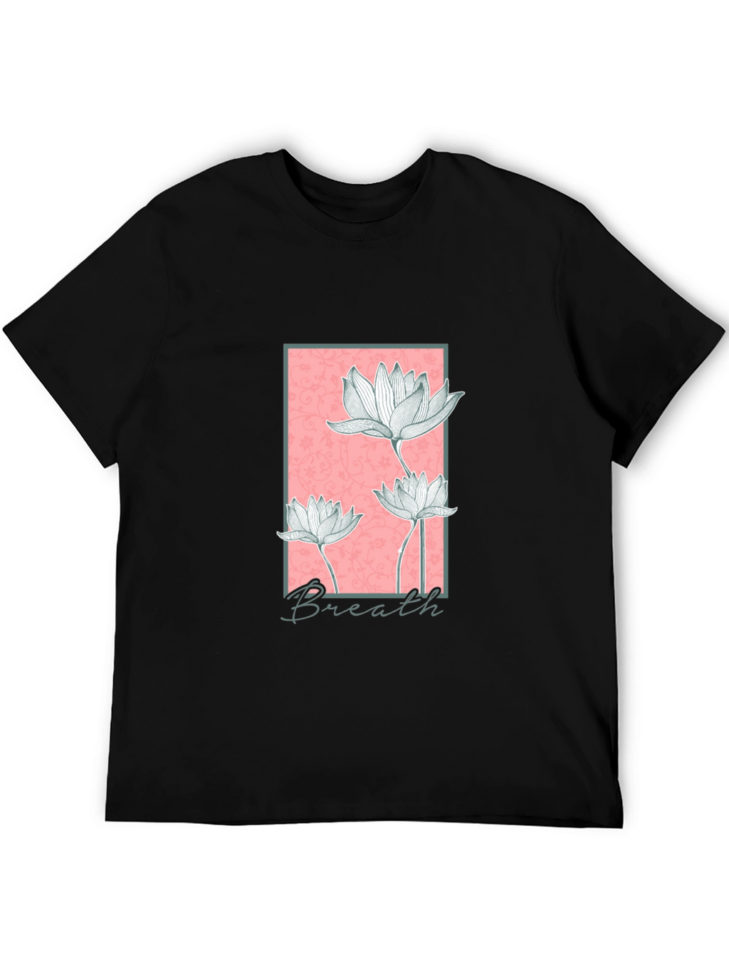 Floral Breath Graphic Black T-Shirt