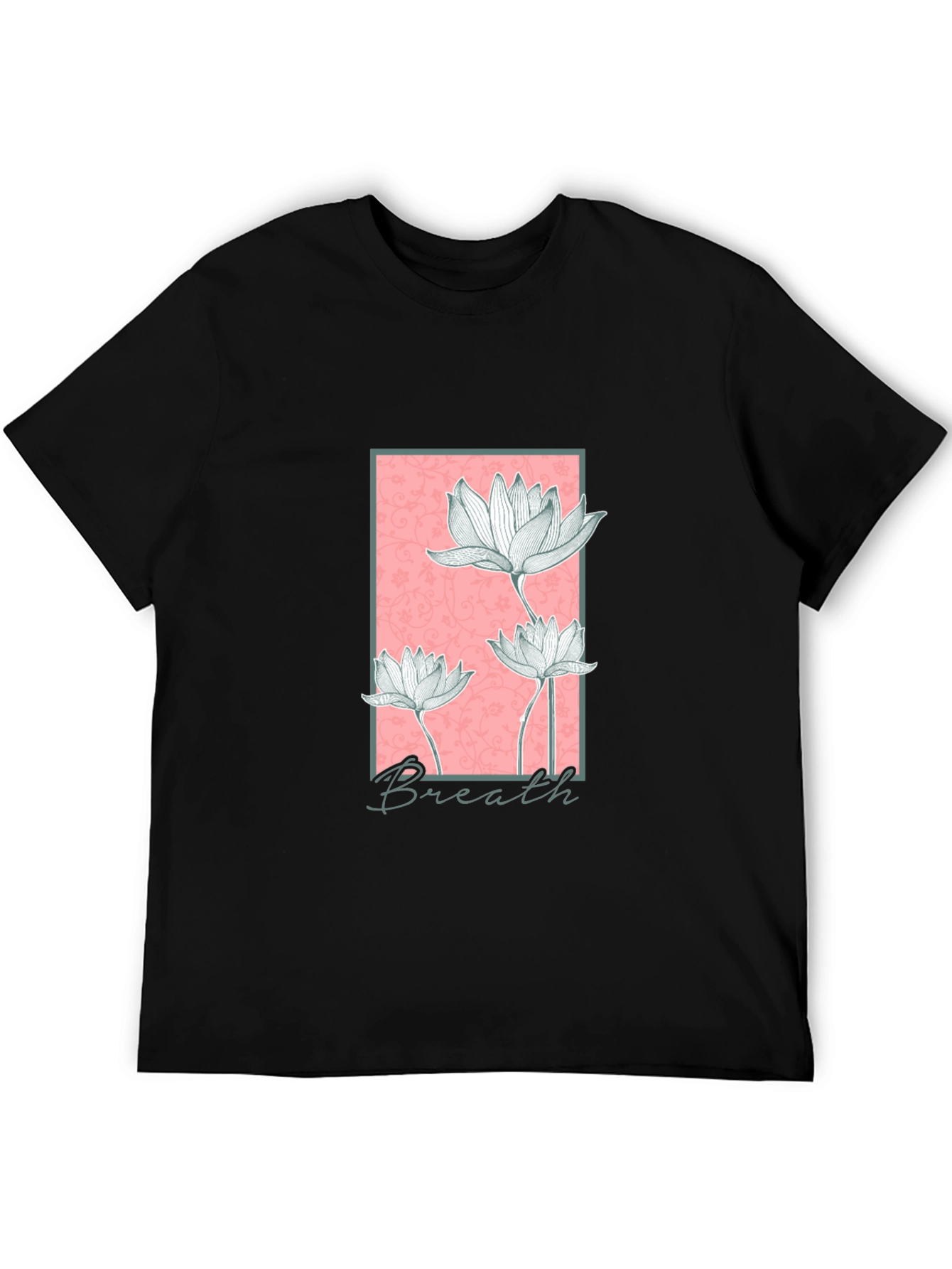 Floral Breath Graphic Black T-Shirt