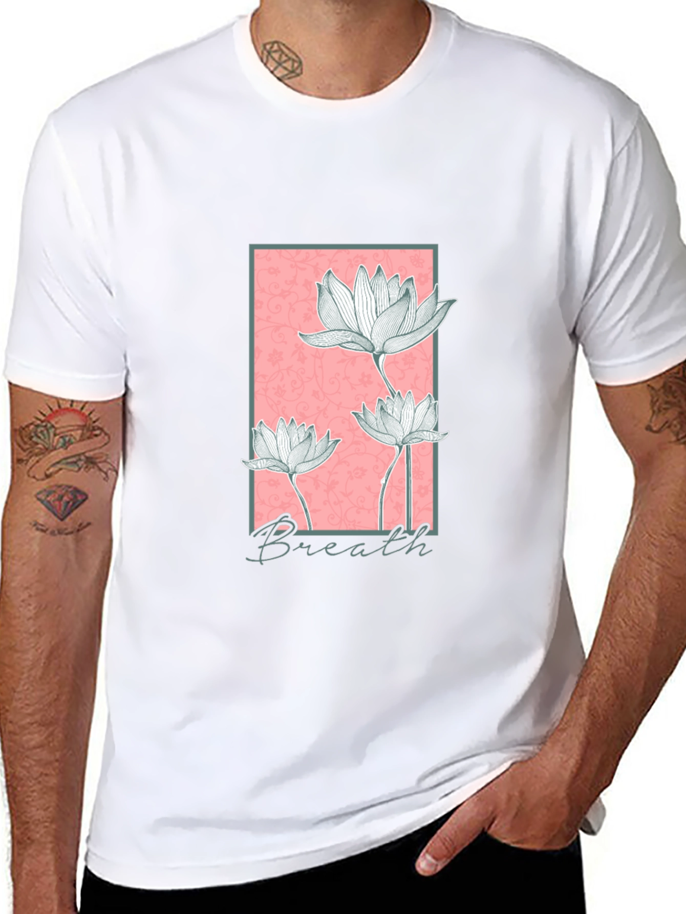Floral Breath Graphic Black T-Shirt