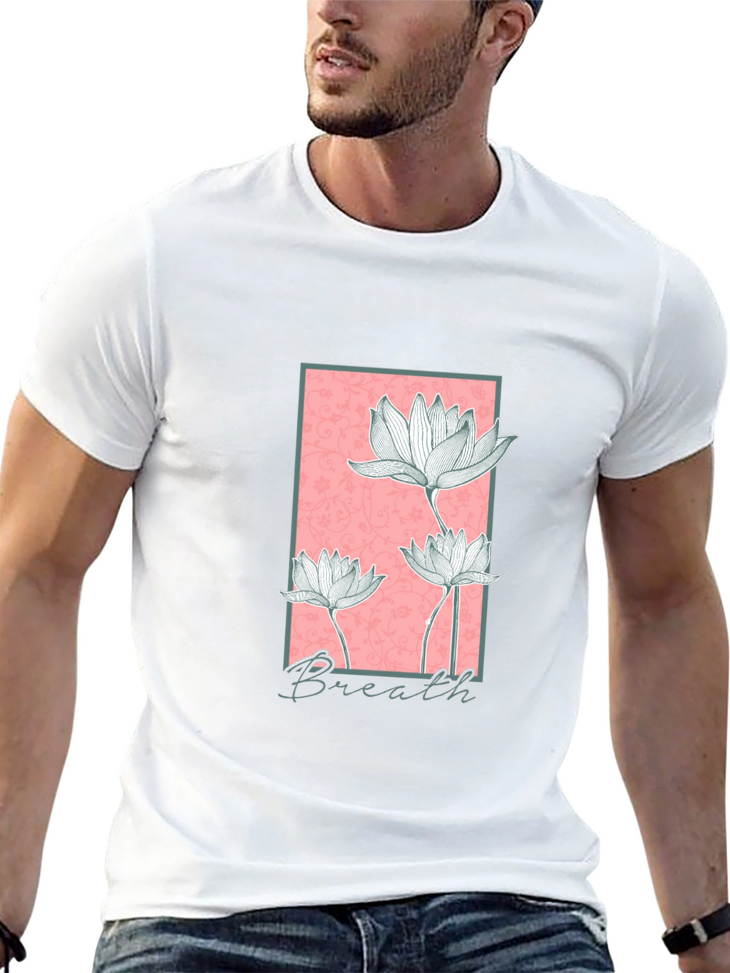 Floral Breath Graphic Black T-Shirt