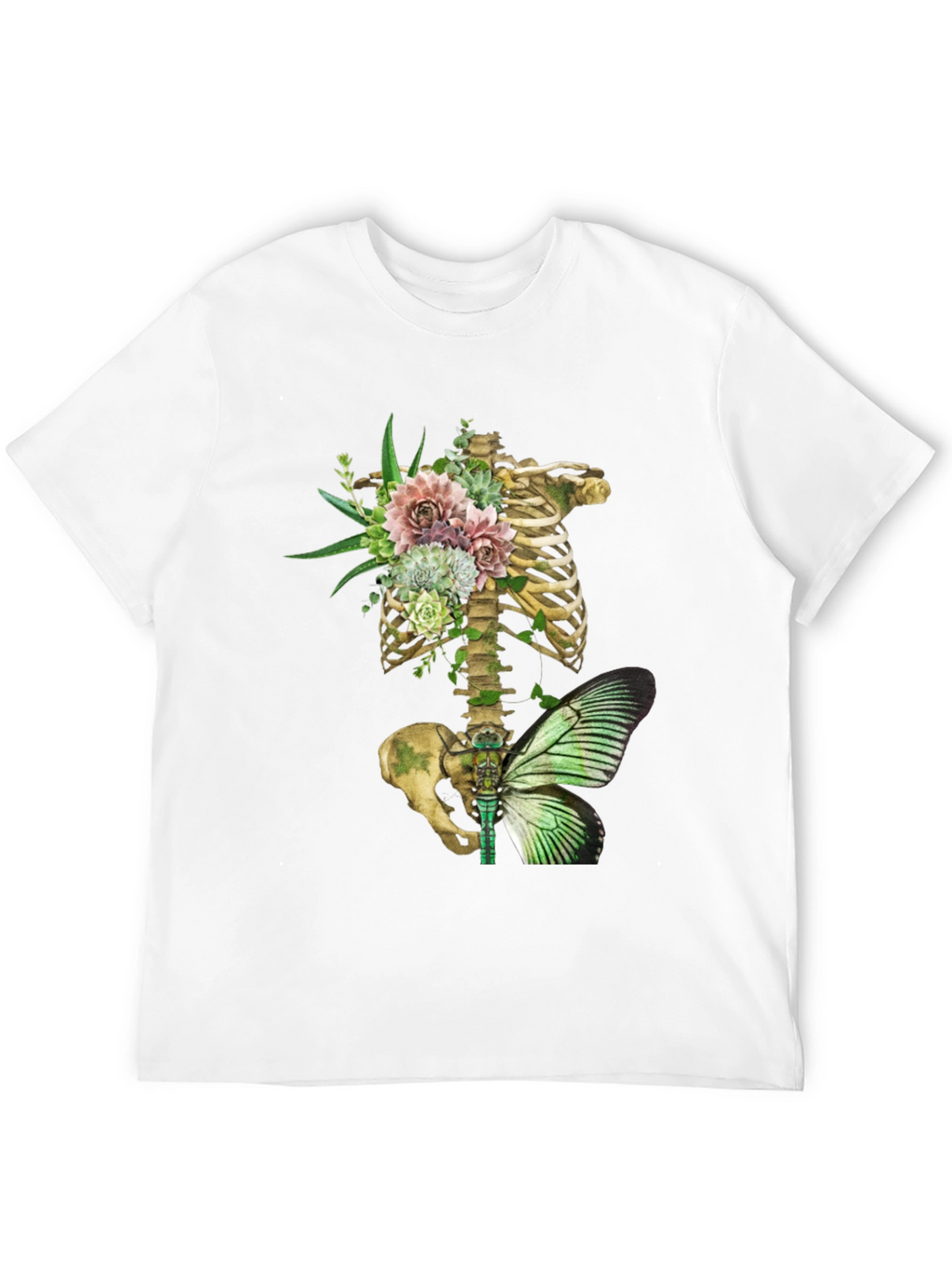 Floral Skeleton Ribcage Butterfly Graphic Tee