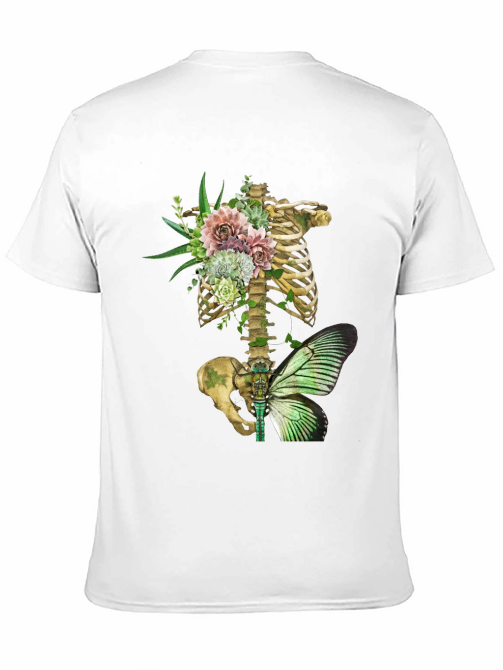 Floral Skeleton Ribcage Butterfly Graphic Tee