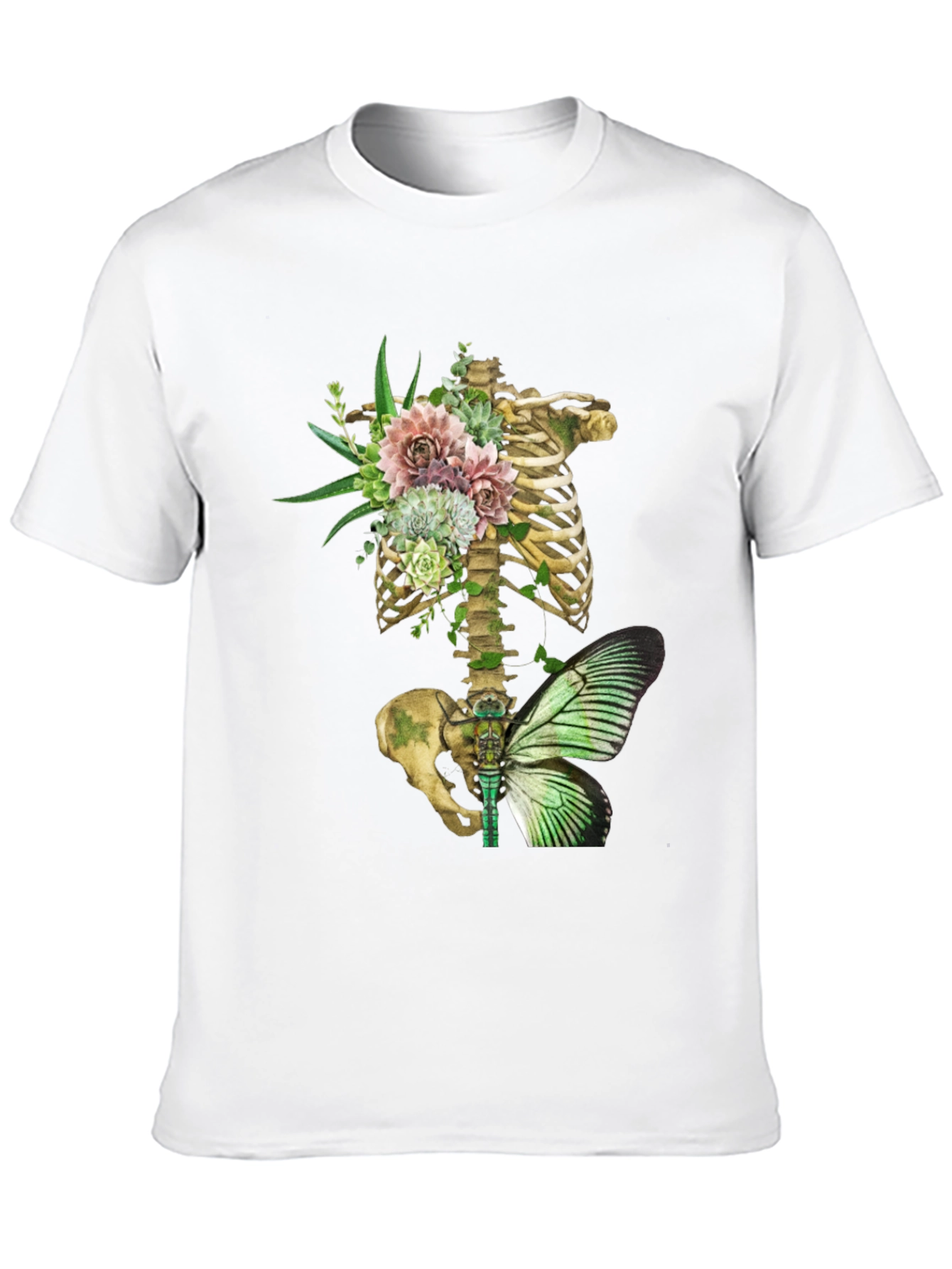 Floral Skeleton Ribcage Butterfly Graphic Tee