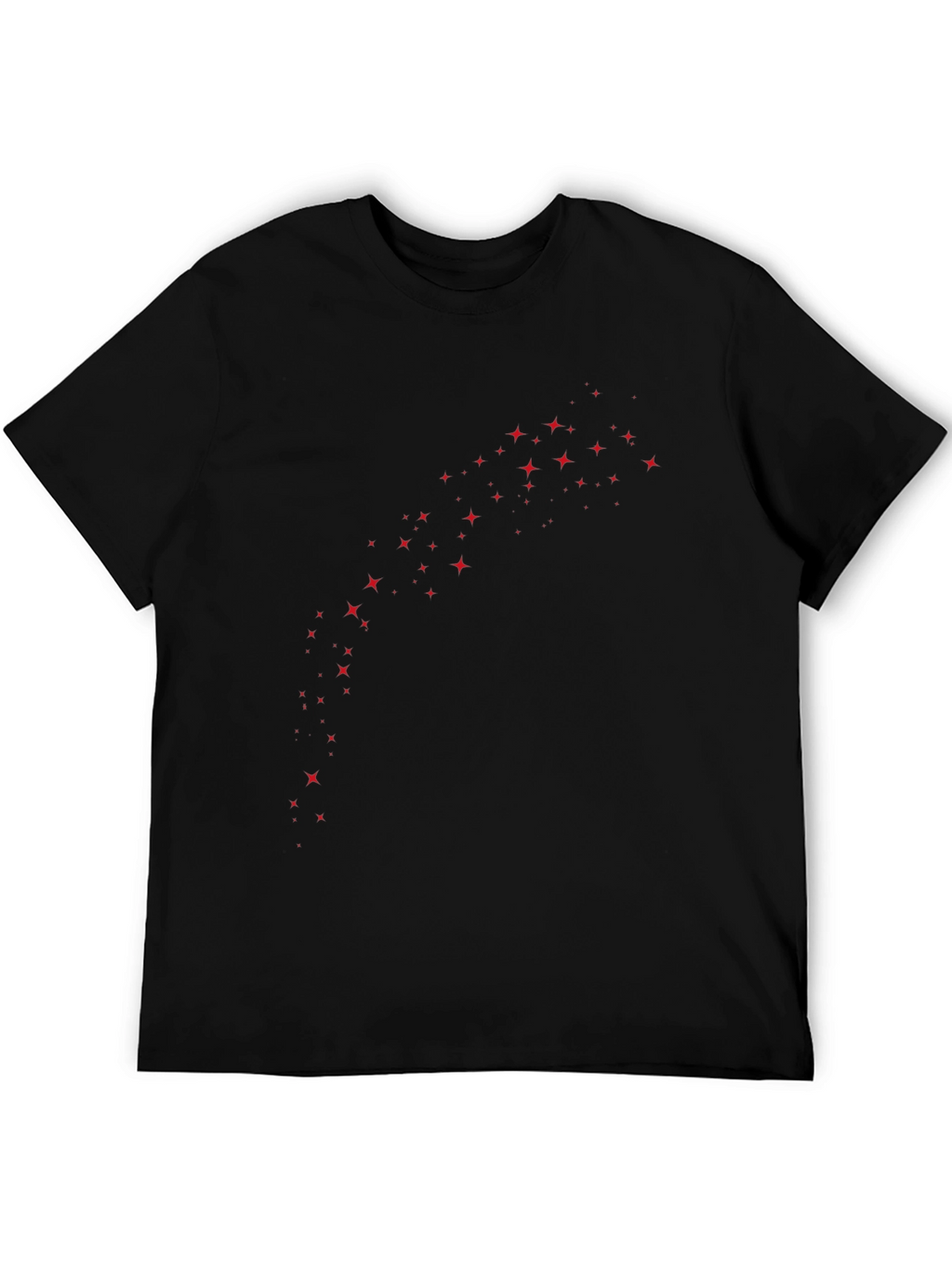 Mens Black T-Shirt with Red Stars