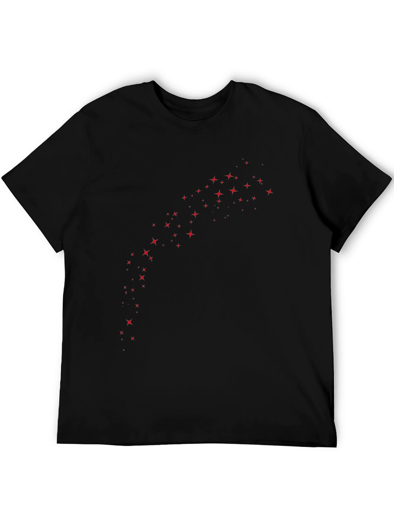 Mens Black T-Shirt with Red Stars
