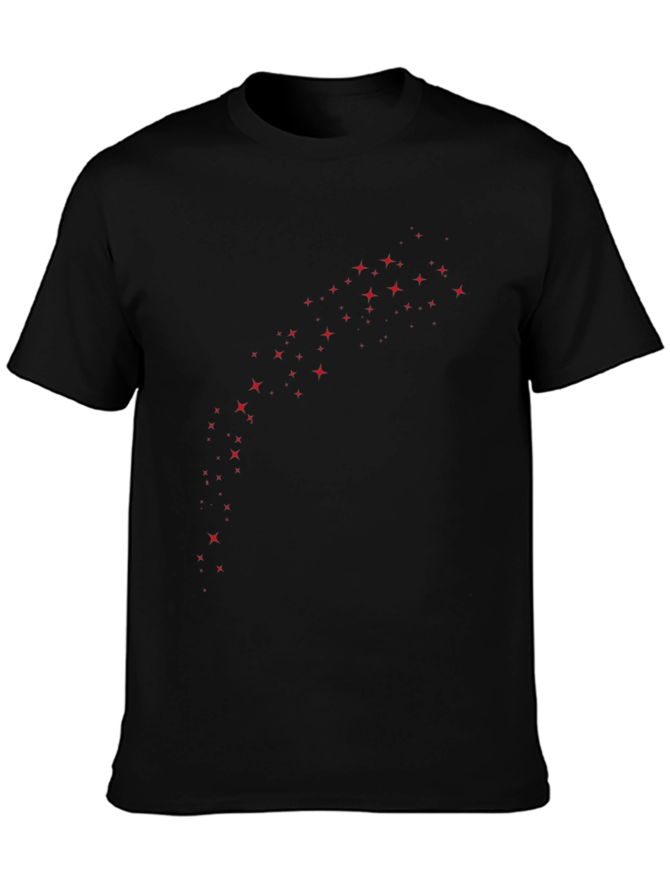 Mens Black T-Shirt with Red Stars
