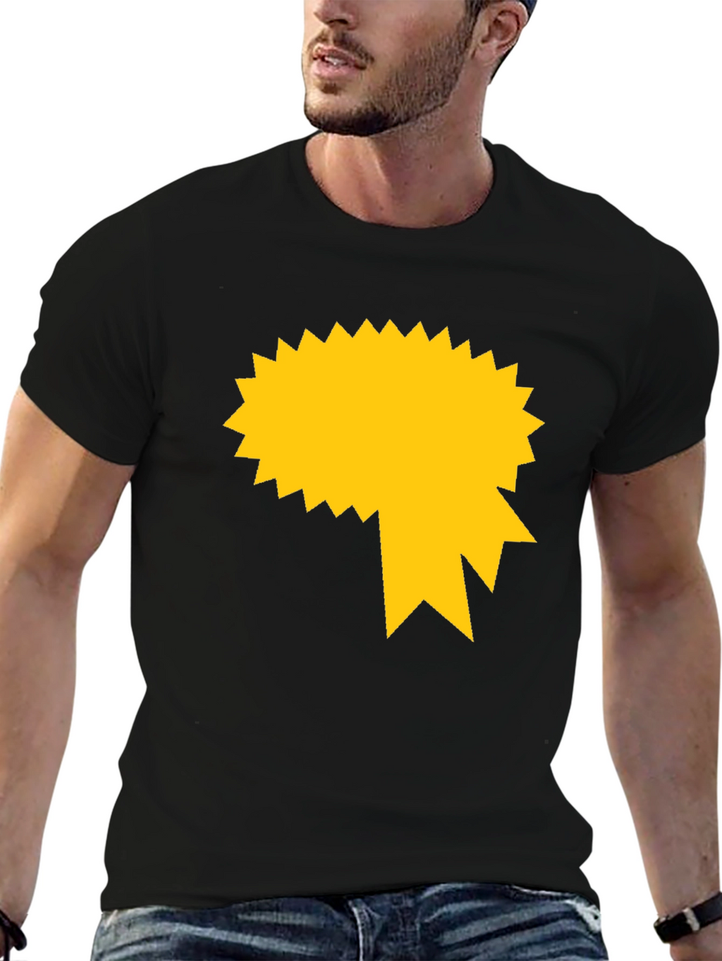 Graphic Tee - Black with Gold Starburst