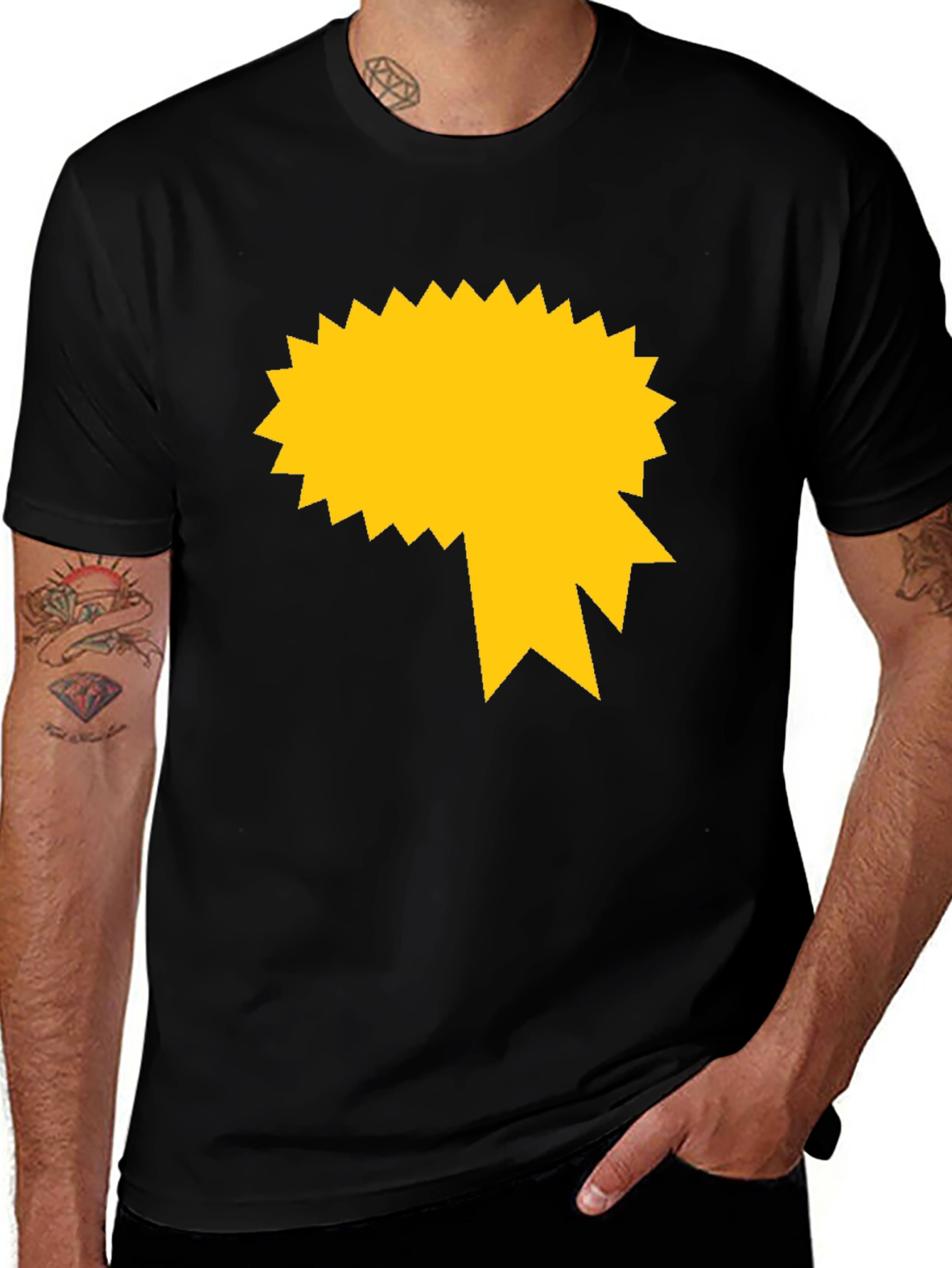 Graphic Tee - Black with Gold Starburst