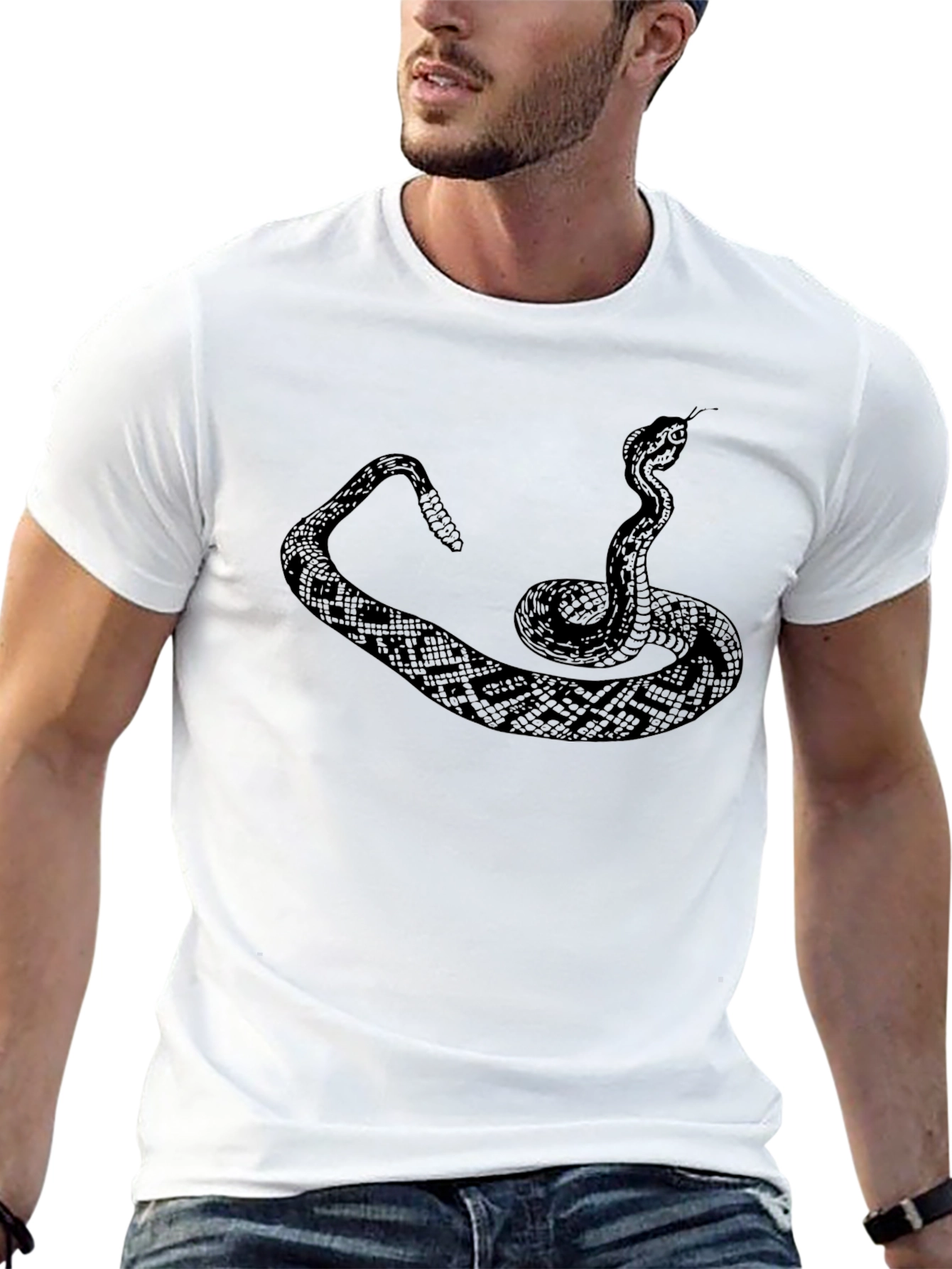 Snake Graphic Tee - Mens Black Crewneck