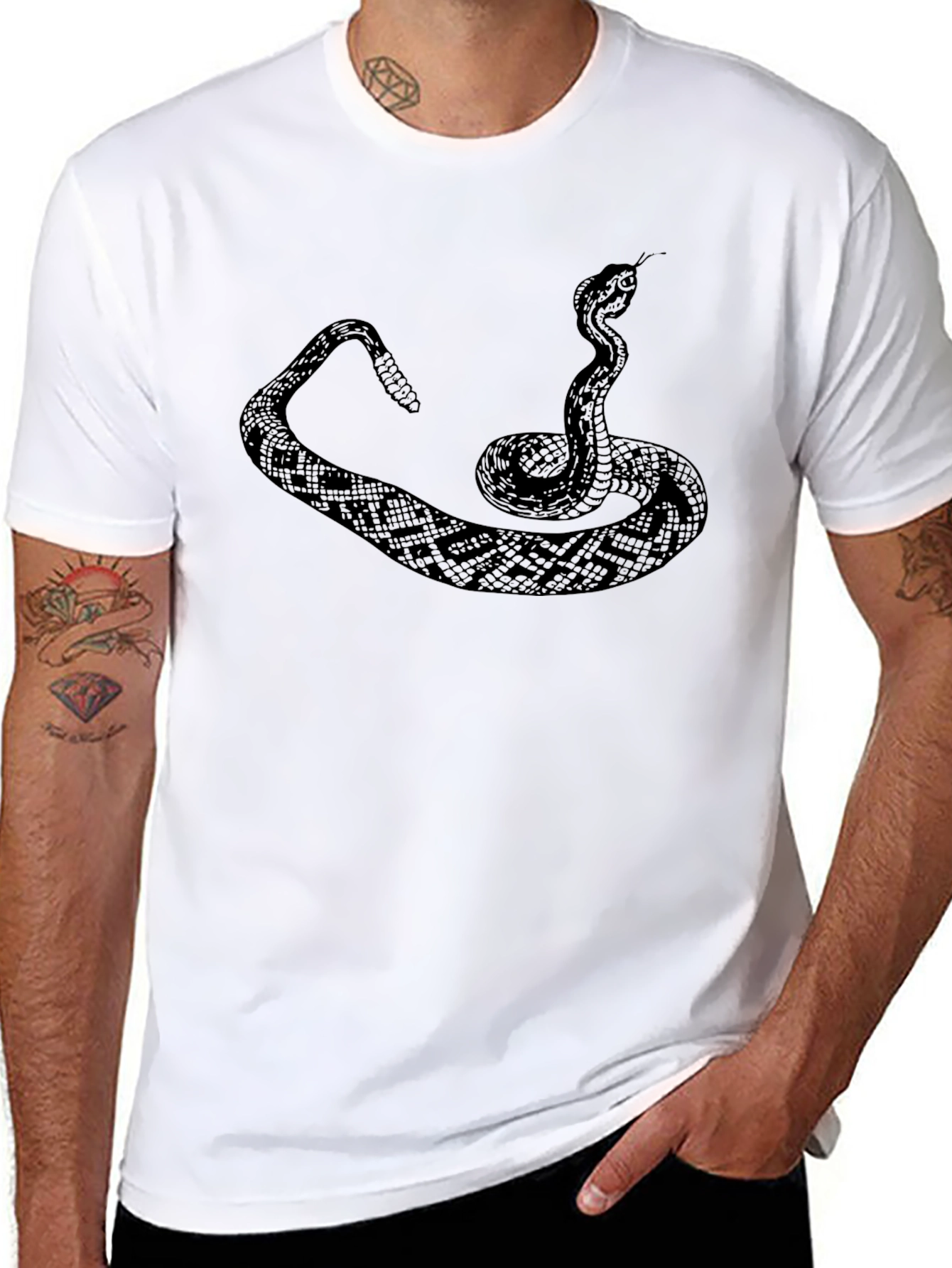 Snake Graphic Tee - Mens Black Crewneck