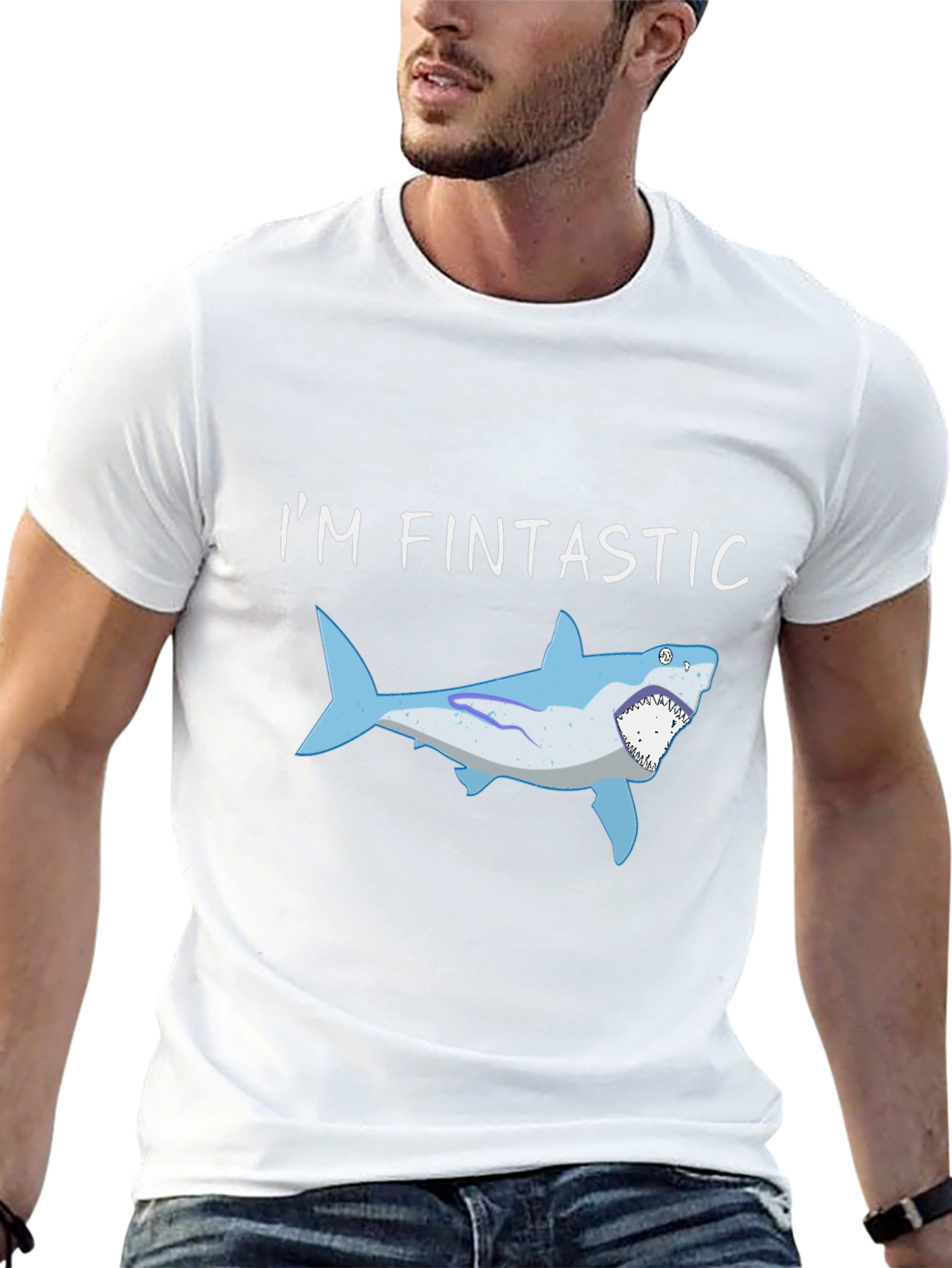 Fintastic Shark Graphic Black T-Shirt