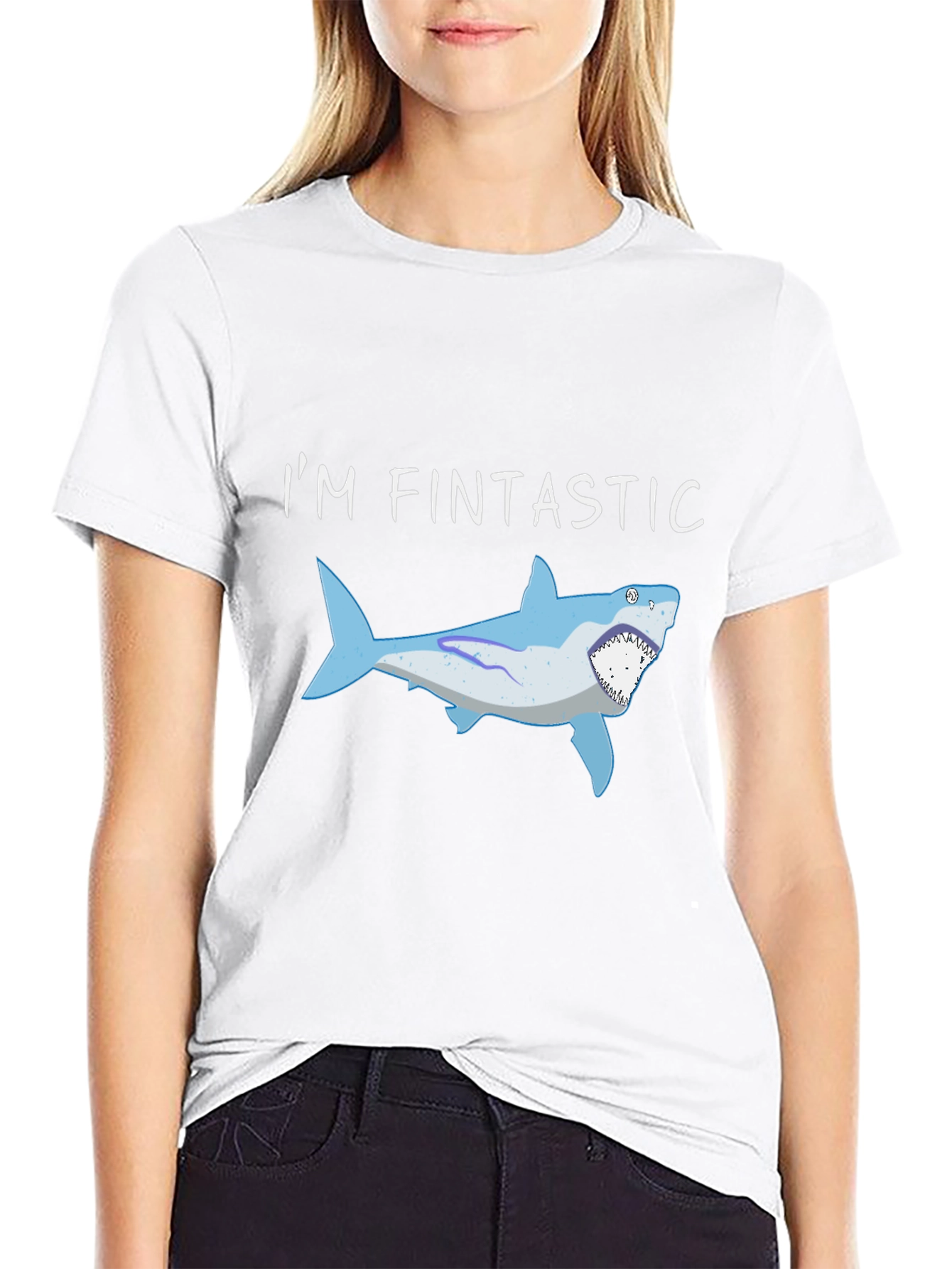 Fintastic Shark Graphic Black T-Shirt