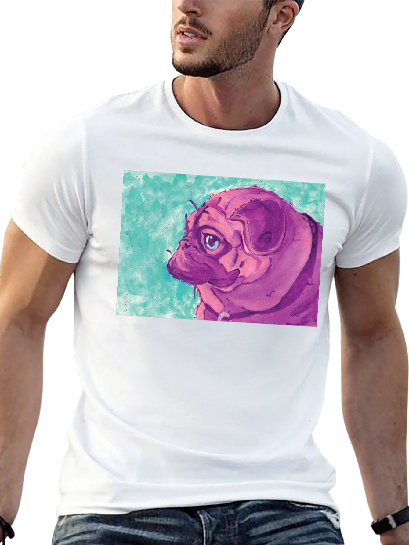 Pug Art Graphic Tee - Unisex Black T-Shirt