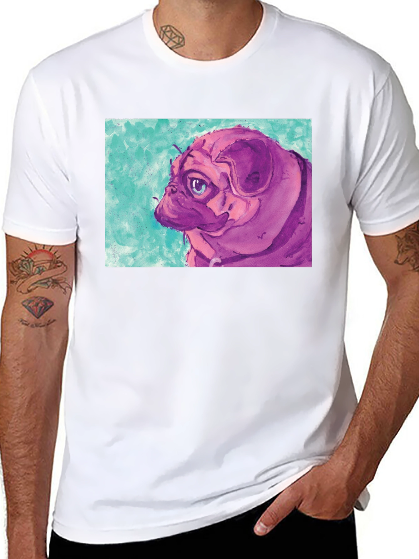 Pug Art Graphic Tee - Unisex Black T-Shirt